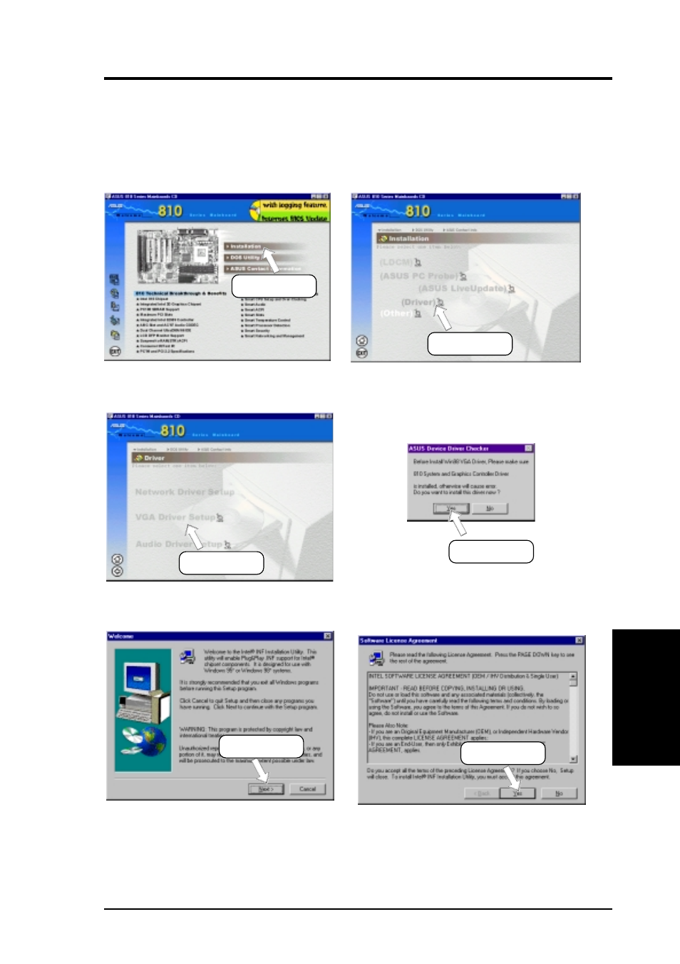 Software setup, 8 driver, 1 vga driver setup | Asus CUW-B User Manual | Page 55 / 96