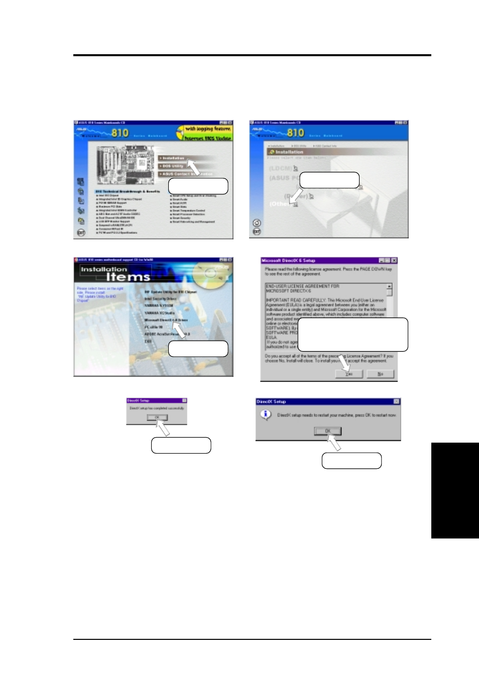 Software setup, 5 microsoft directx 6.0 driver | Asus CUW-B User Manual | Page 63 / 96