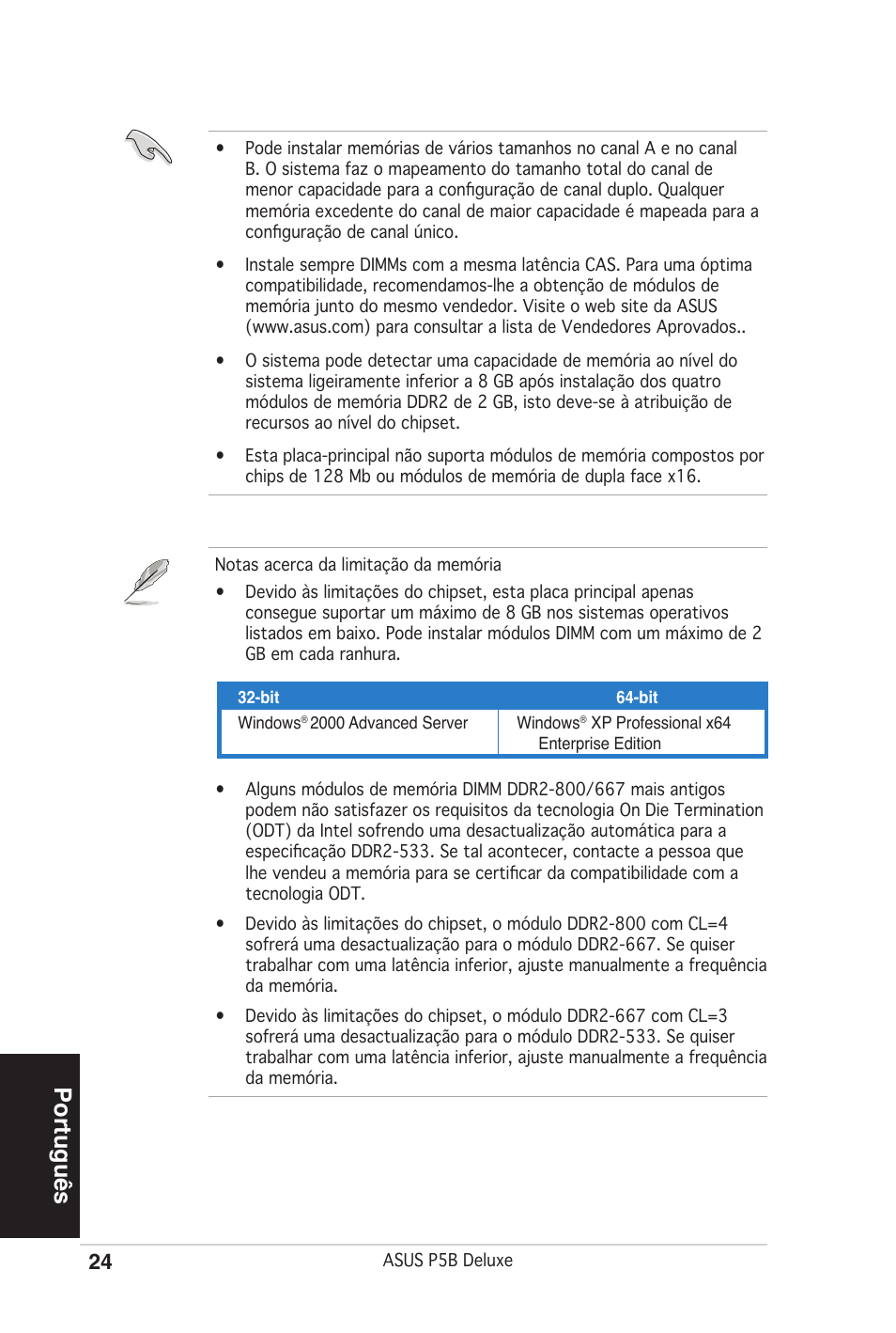 Português | Asus P5B Deluxe/WiFi-AP User Manual | Page 24 / 50