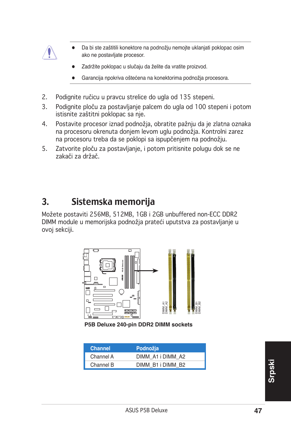 Srpski | Asus P5B Deluxe/WiFi-AP User Manual | Page 47 / 50