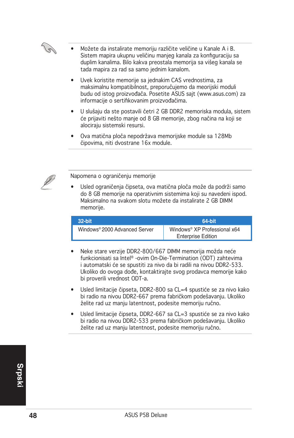 Srpski | Asus P5B Deluxe/WiFi-AP User Manual | Page 48 / 50