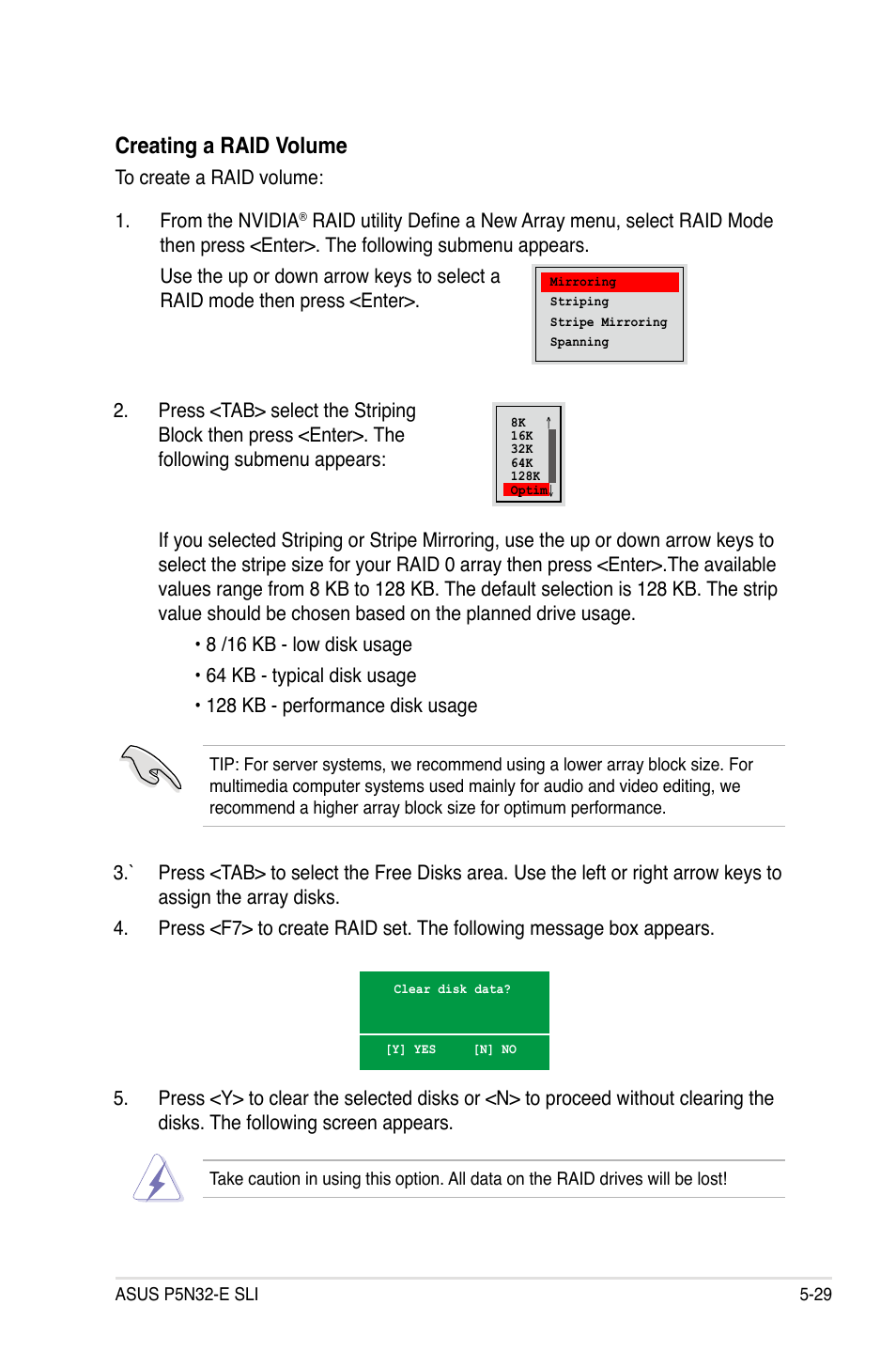 Creating a raid volume | Asus P5N32-E SLI User Manual | Page 145 / 158