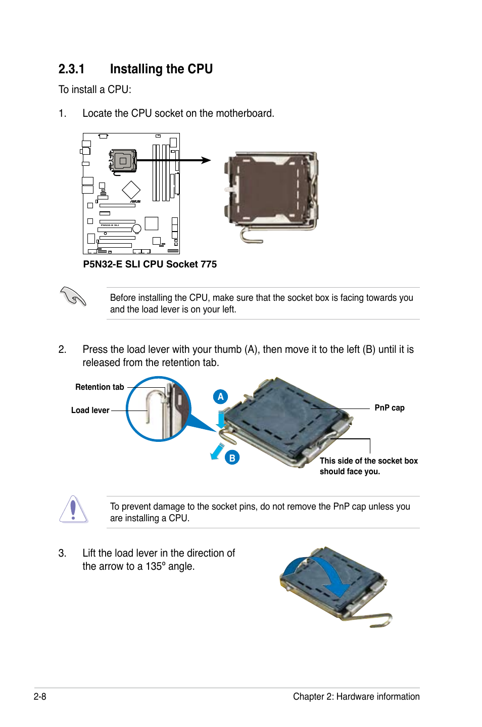 1 installing the cpu | Asus P5N32-E SLI User Manual | Page 34 / 158