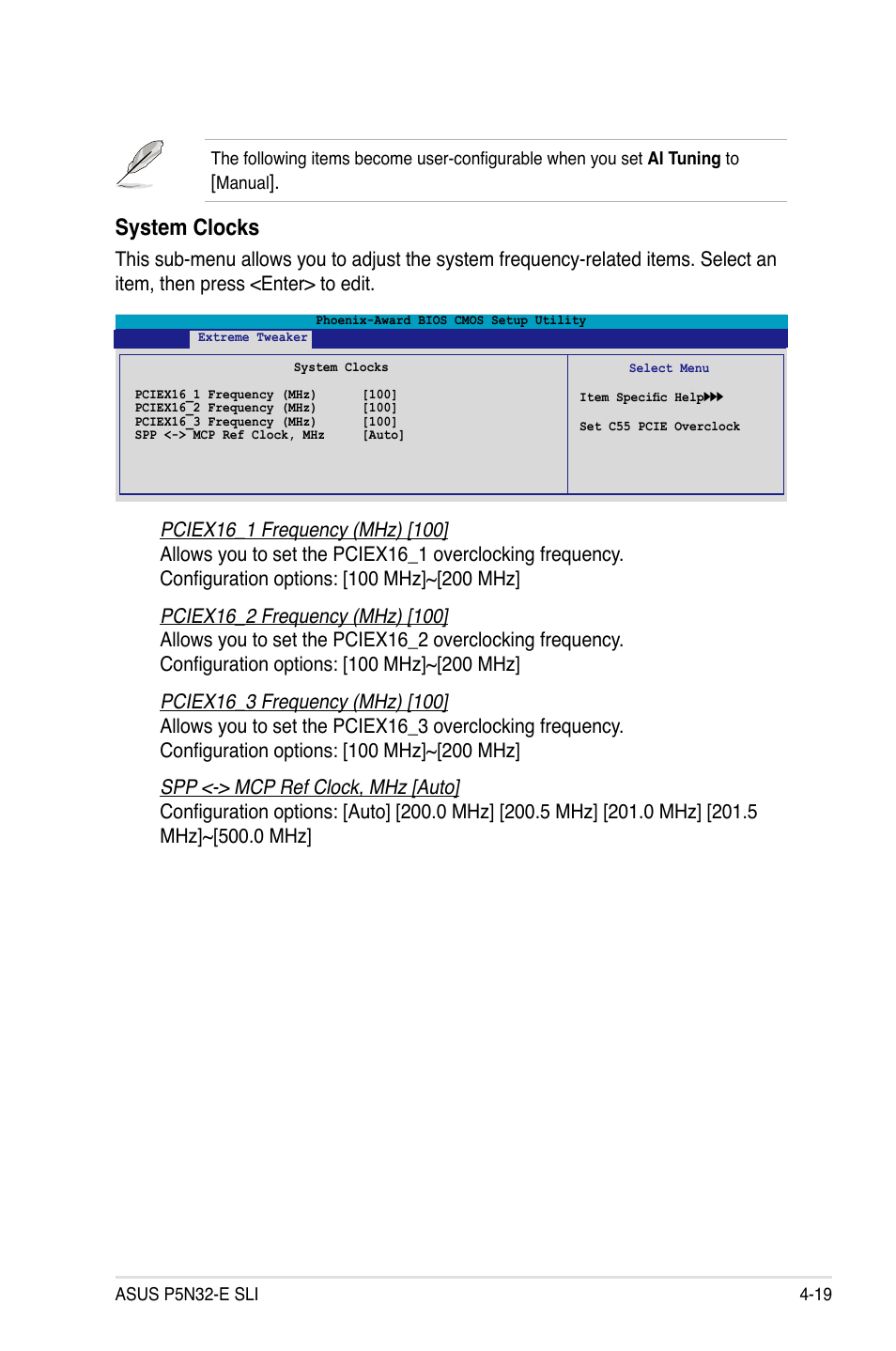 System clocks | Asus P5N32-E SLI User Manual | Page 87 / 158