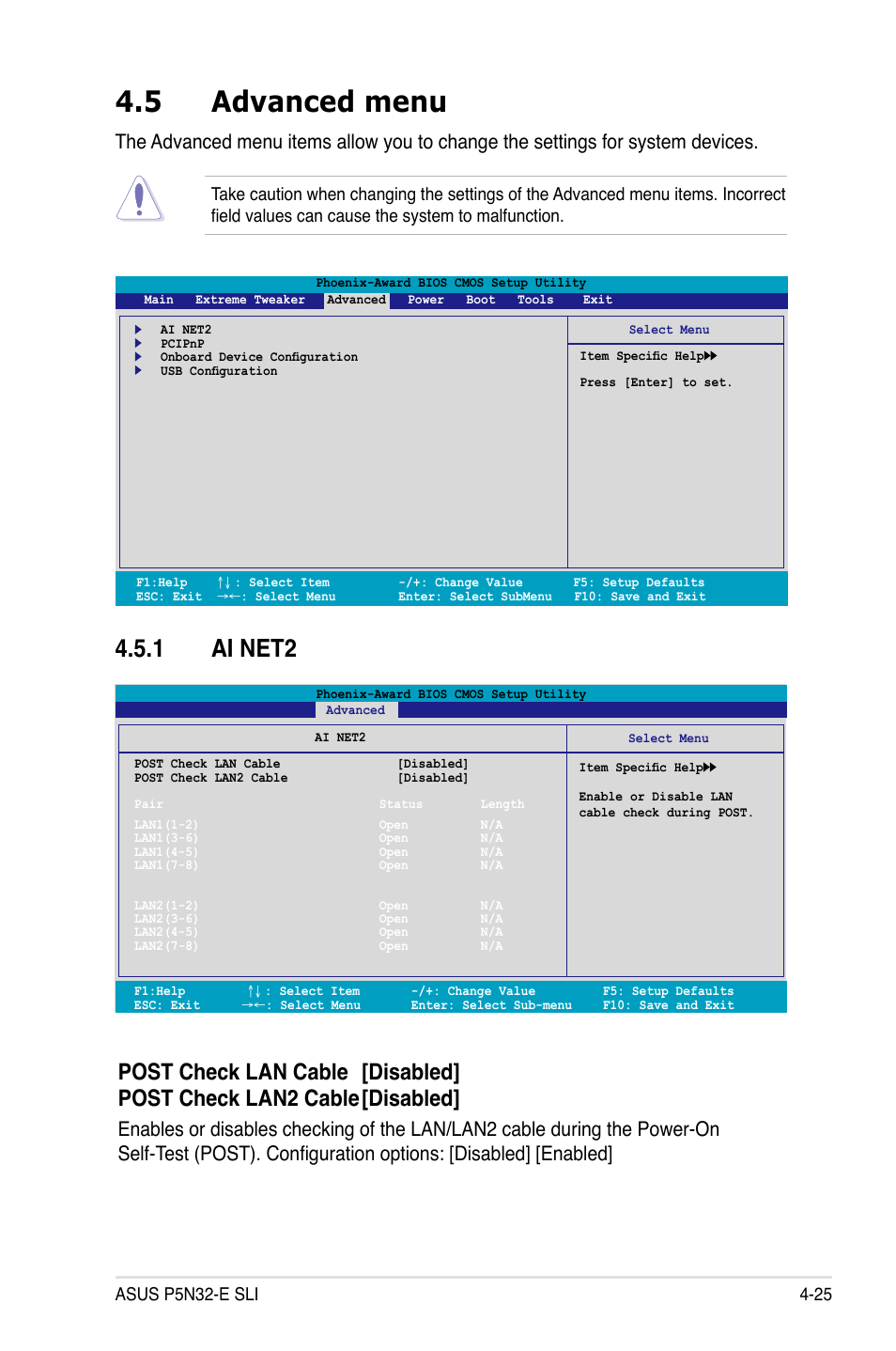 5 advanced menu, 1 ai net2 | Asus P5N32-E SLI User Manual | Page 93 / 158