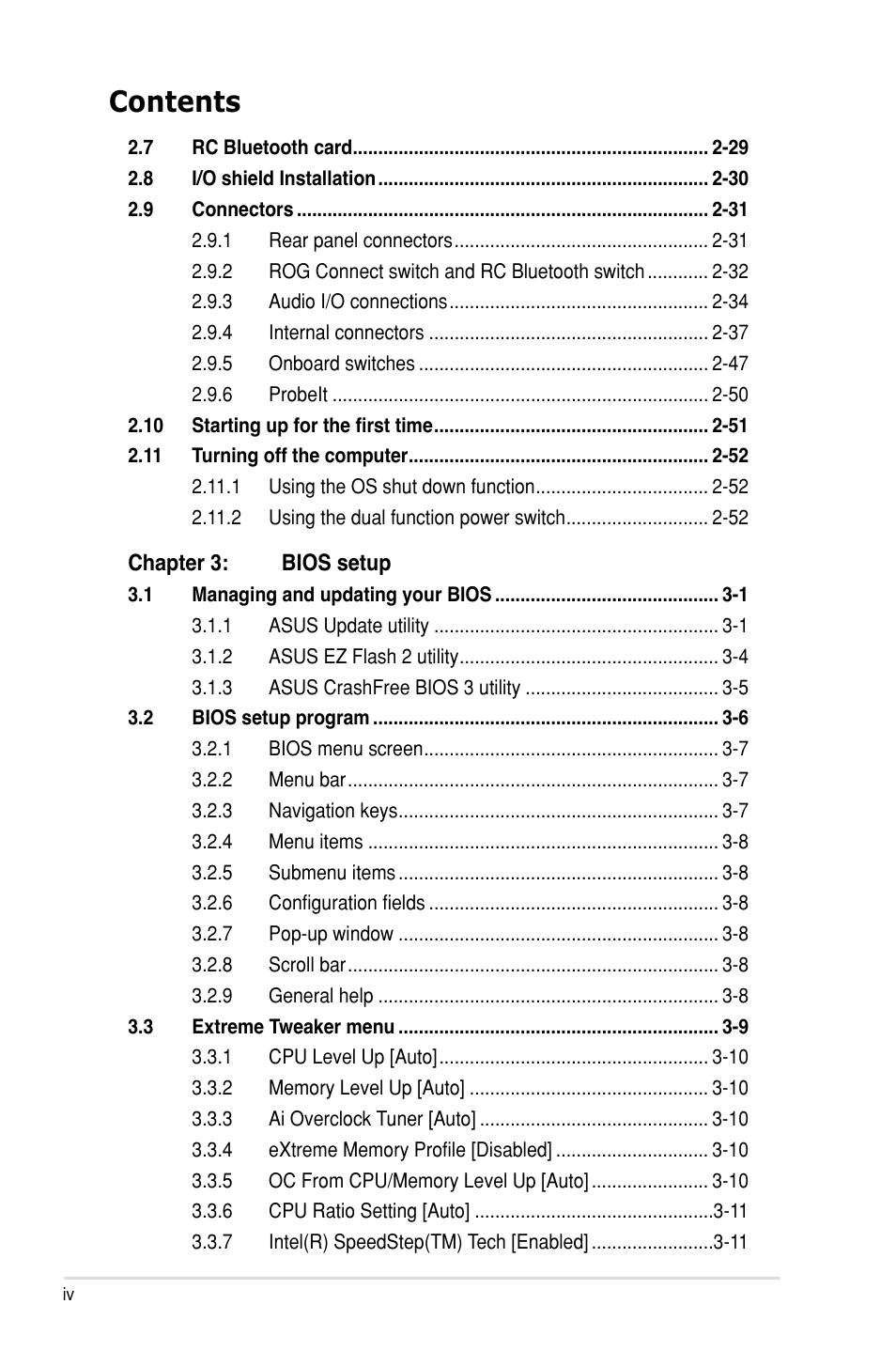 Asus Maximus III Extreme User Manual | Page 4 / 180