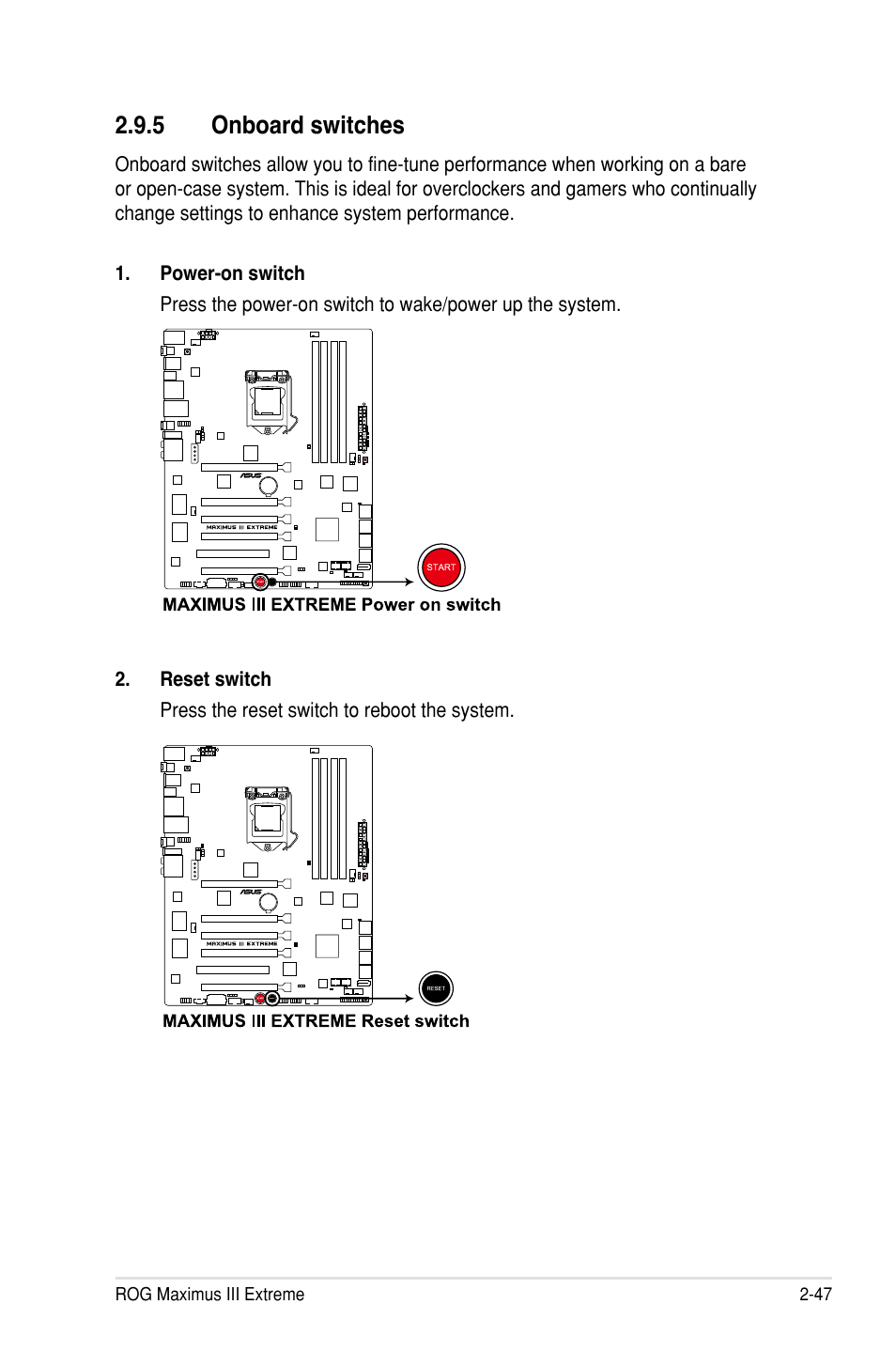 5 onboard switches | Asus Maximus III Extreme User Manual | Page 77 / 180