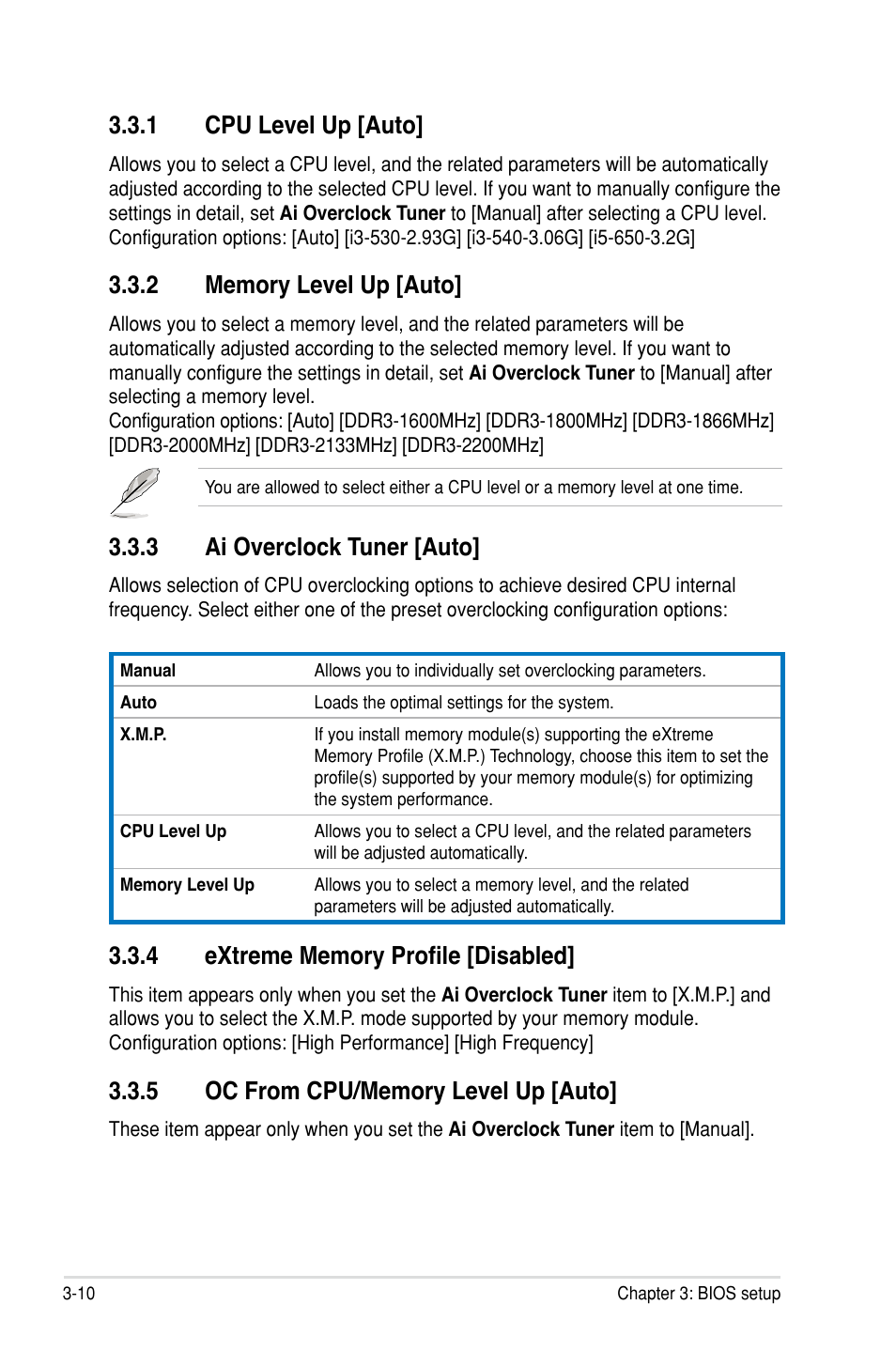 1 cpu level up [auto, 3 ai overclock tuner [auto | Asus Maximus III Extreme User Manual | Page 94 / 180