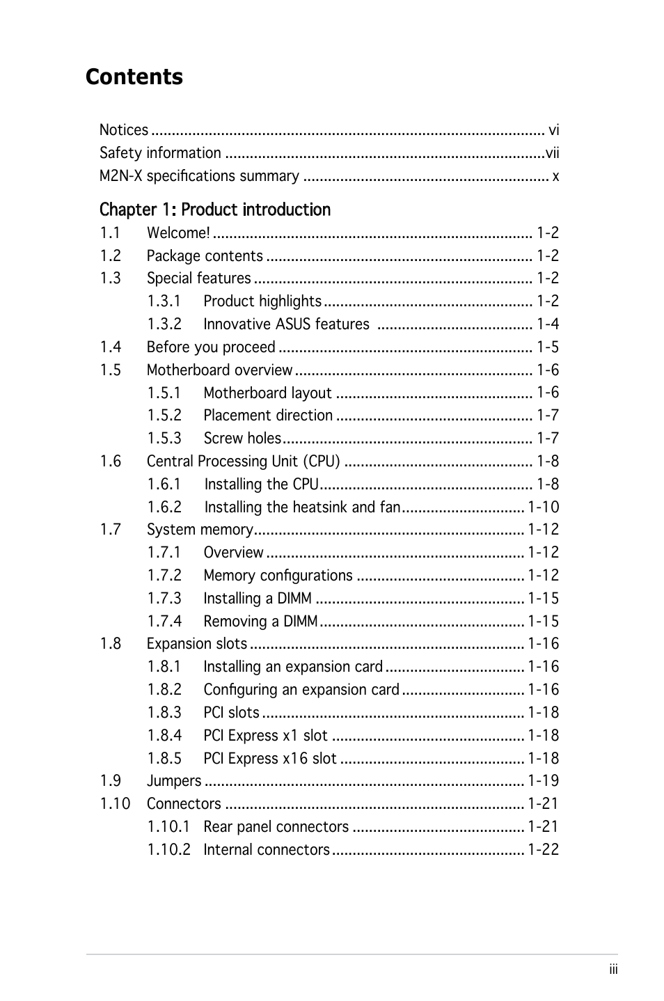 Asus M2N-X User Manual | Page 3 / 92