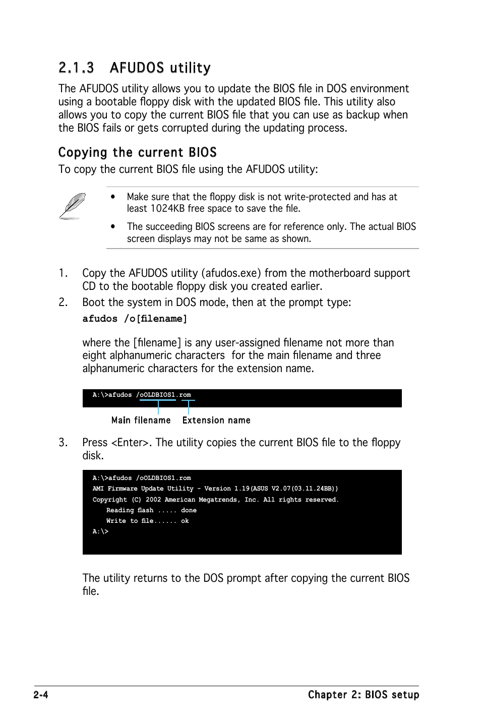 3 afudos utility, Copying the current bios | Asus M2N-X User Manual | Page 46 / 92