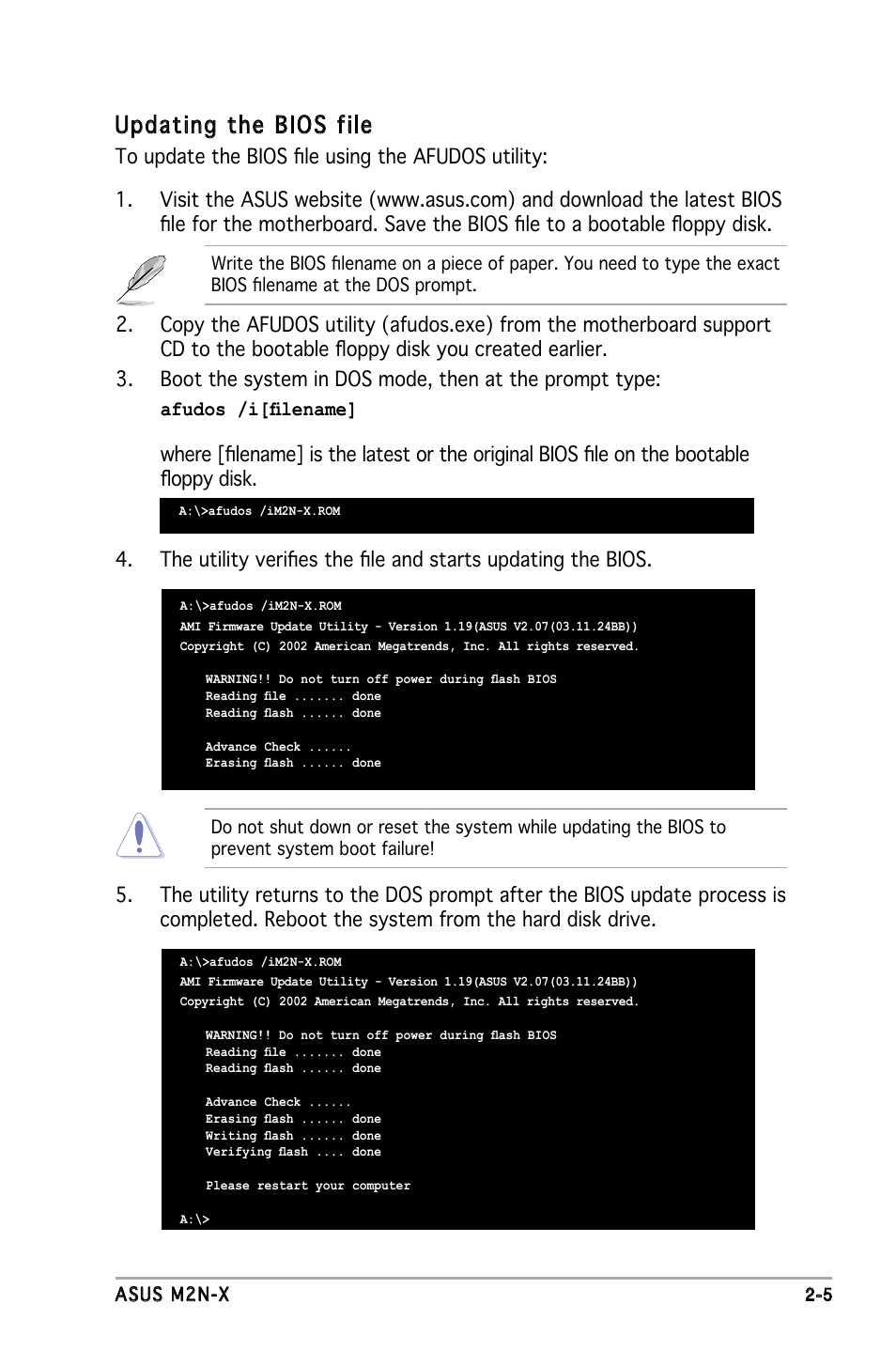 Updating the bios file | Asus M2N-X User Manual | Page 47 / 92