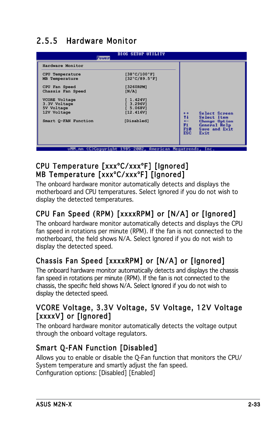 5 hardware monitor, Smart q-fan function [disabled | Asus M2N-X User Manual | Page 75 / 92