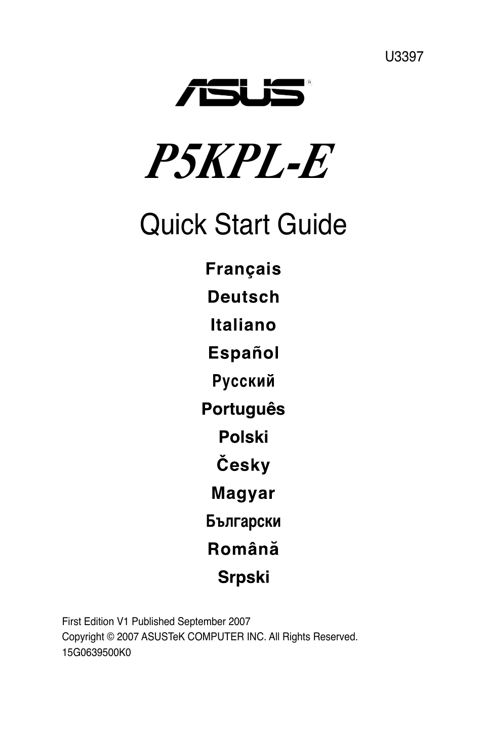 Asus P5KPL-E User Manual | 38 pages