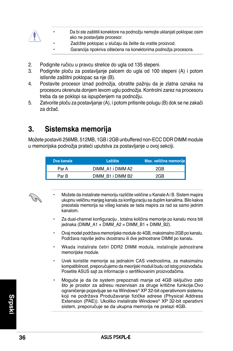 Srpski | Asus P5KPL-E User Manual | Page 36 / 38