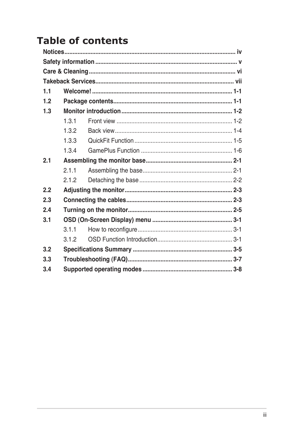 Asus VX229N User Manual | Page 3 / 26