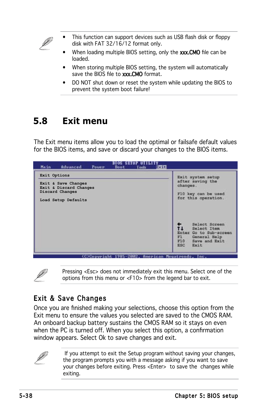 8 exit menu, Exit & save changes | Asus V3-P5945G User Manual | Page 101 / 103