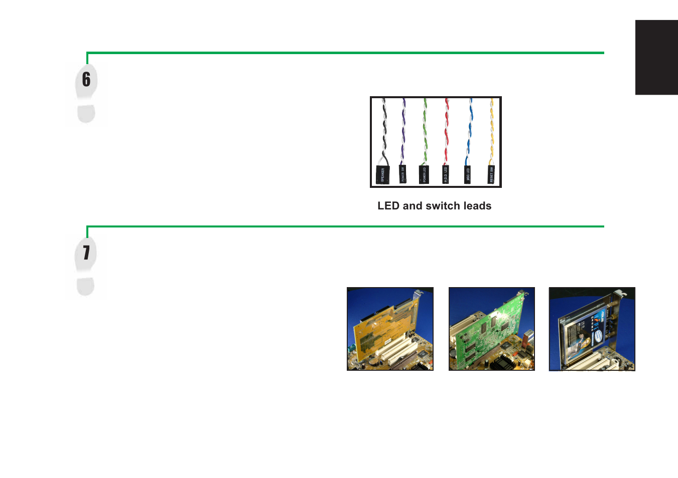 Install expansion cards, Connect the chassis led and power switch cable | Asus A8V Deluxe User Manual | Page 7 / 10