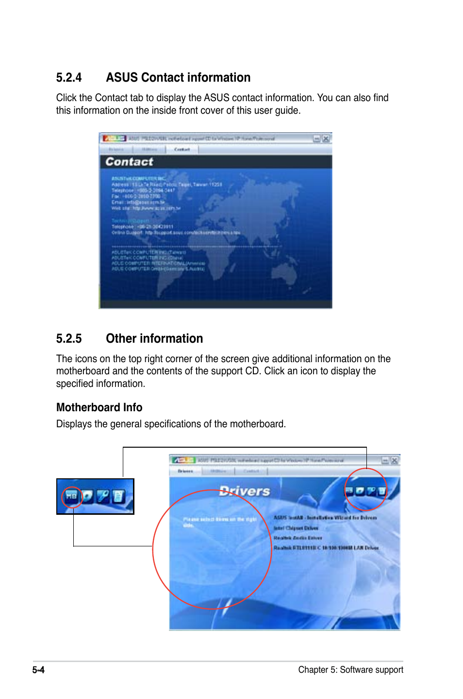 4 asus contact information, 5 other information | Asus P5LD2-X/GBL User Manual | Page 104 / 112