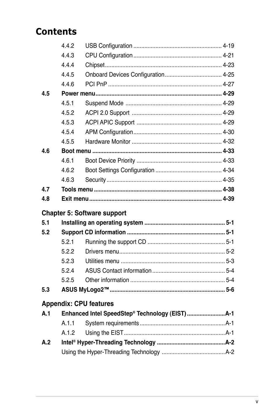 Asus P5LD2-X/GBL User Manual | Page 5 / 112