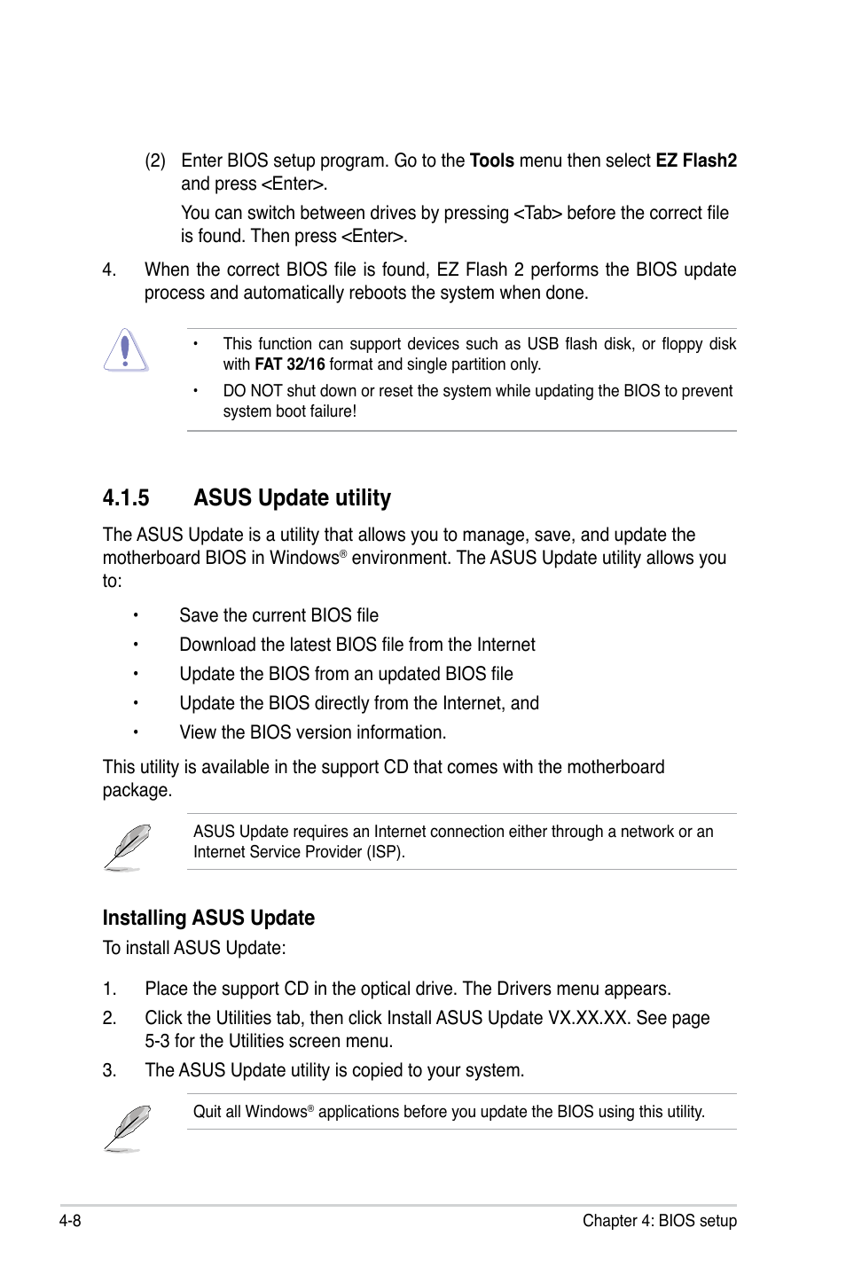 5 asus update utility, Installing asus update | Asus P5LD2-X/GBL User Manual | Page 66 / 112