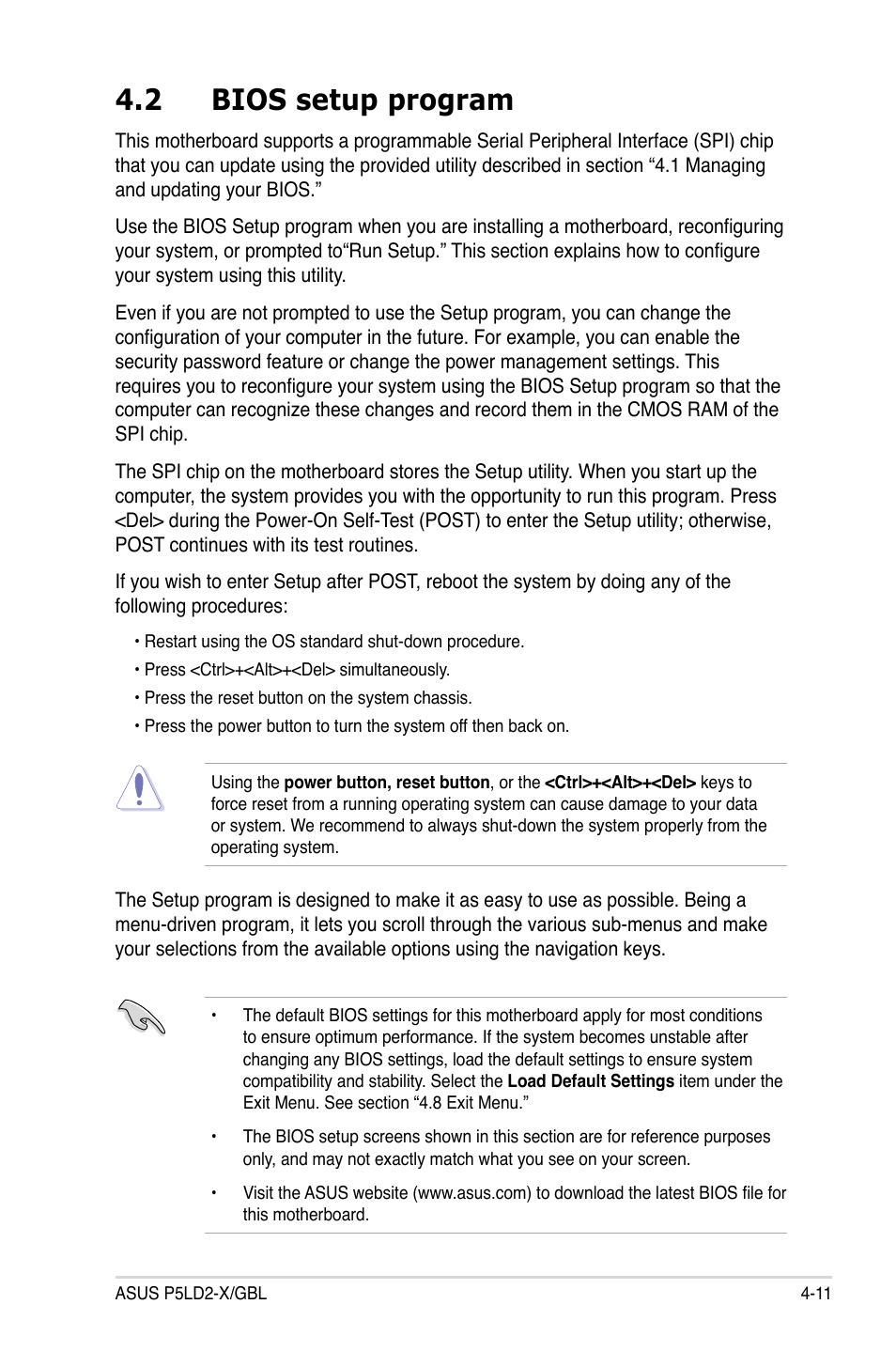 2 bios setup program | Asus P5LD2-X/GBL User Manual | Page 69 / 112