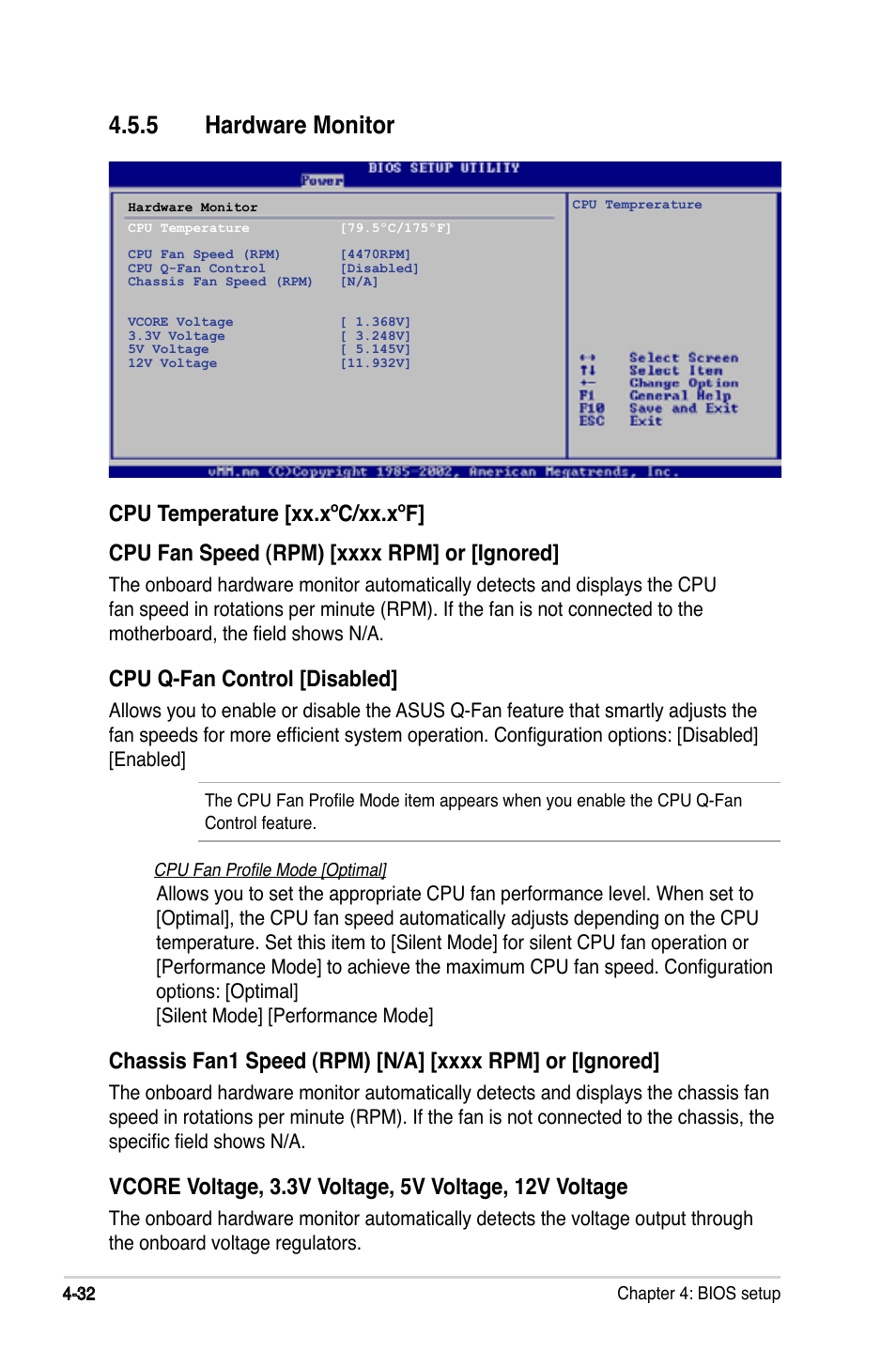 5 hardware monitor, Cpu q-fan control [disabled | Asus P5LD2-X/GBL User Manual | Page 90 / 112