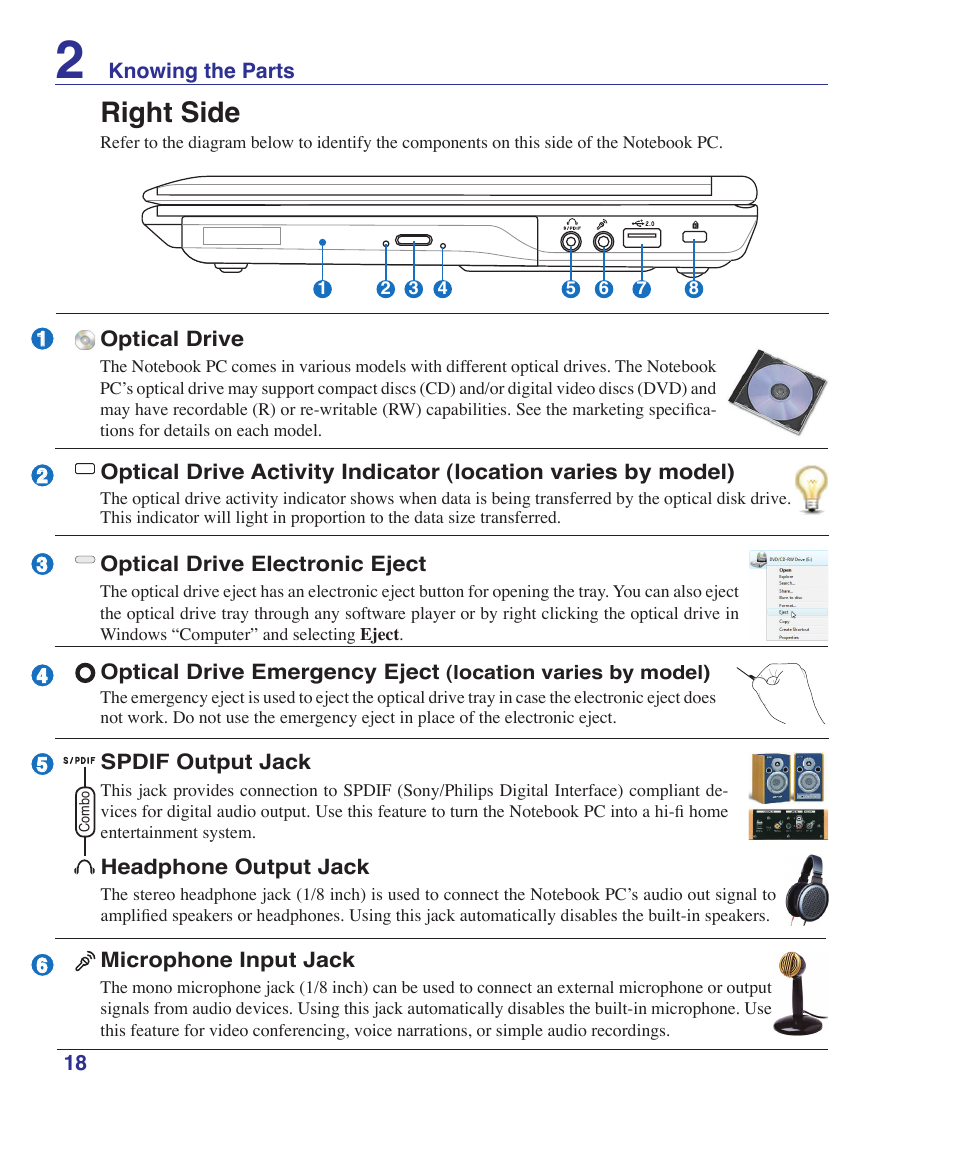 Right side | Asus Pro60Ve User Manual | Page 18 / 85