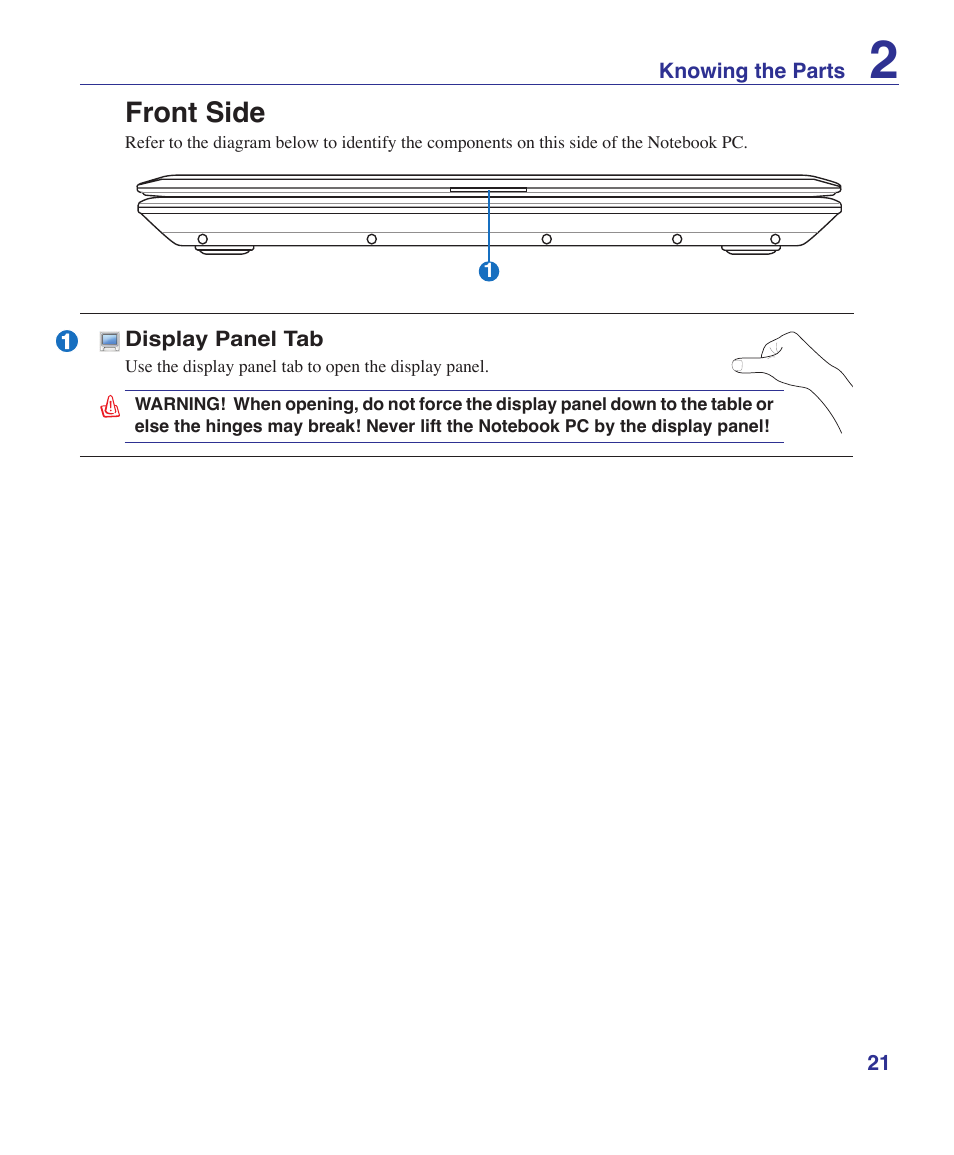 Front side | Asus Pro60Ve User Manual | Page 21 / 85
