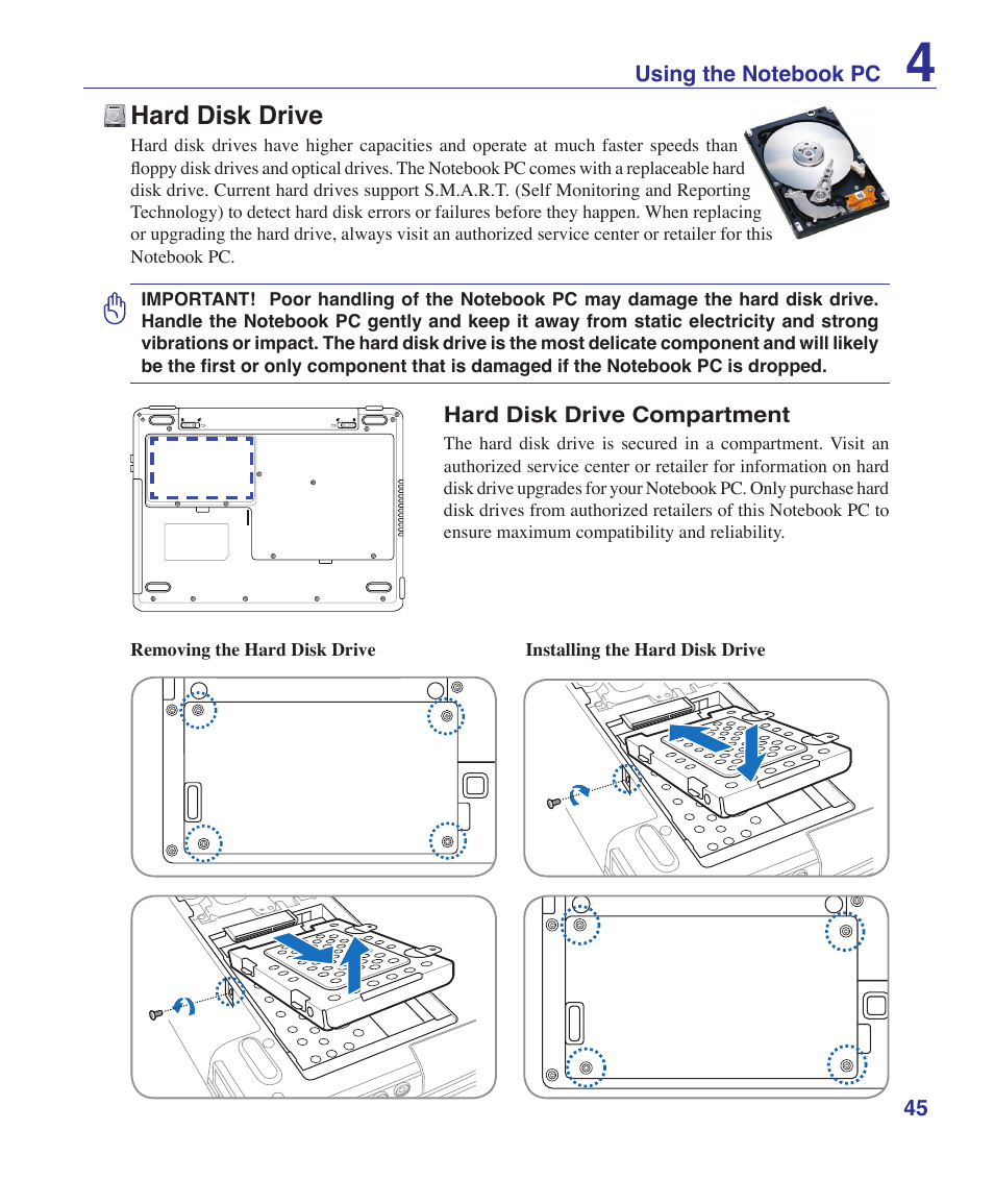 Hard disk drive | Asus Pro60Ve User Manual | Page 45 / 85