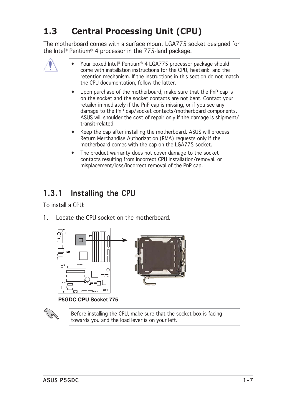 3 central processing unit (cpu) | Asus P5GDC Deluxe User Manual | Page 17 / 86