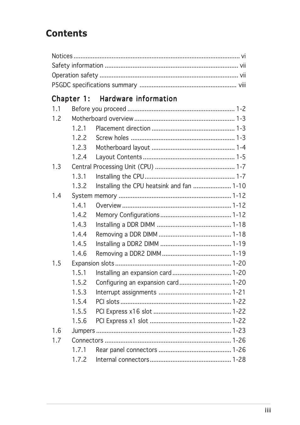 Asus P5GDC Deluxe User Manual | Page 3 / 86