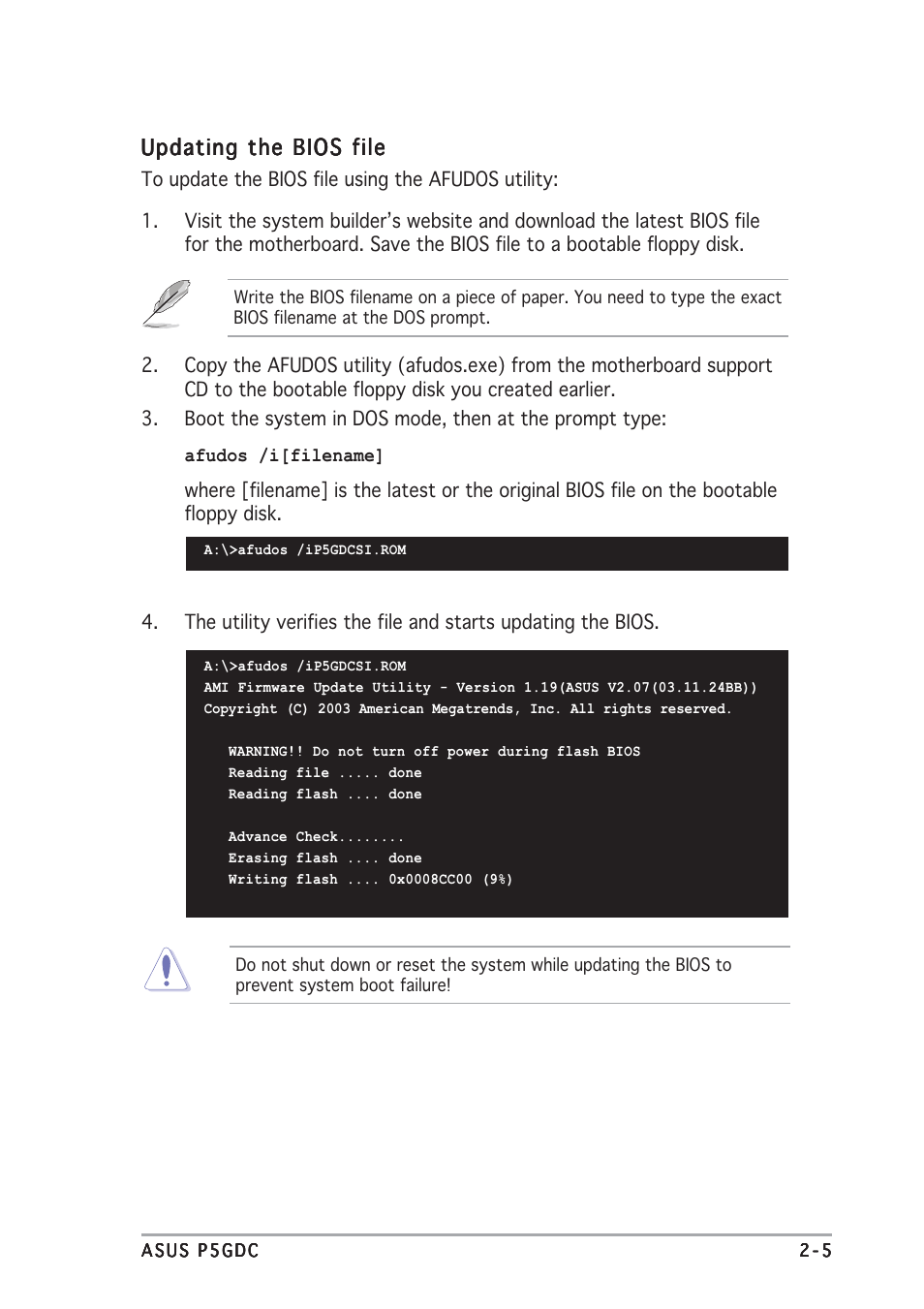 Updating the bios file | Asus P5GDC Deluxe User Manual | Page 53 / 86