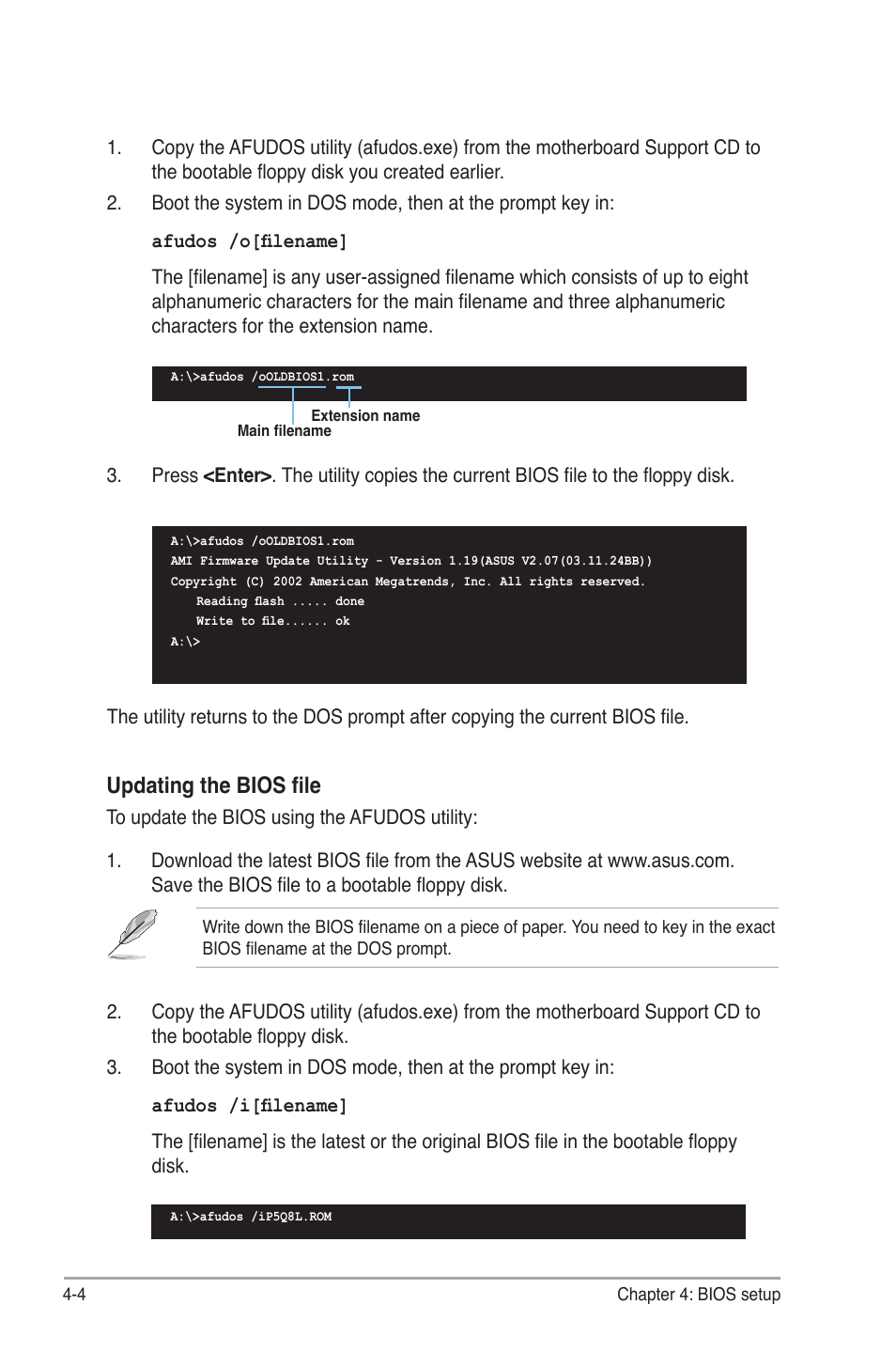 Updating the bios file | Asus P4-P5G41 User Manual | Page 44 / 75