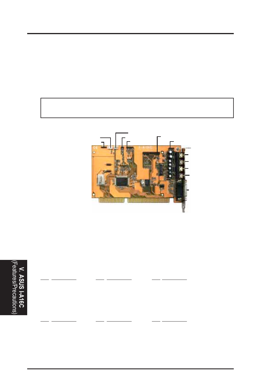 V. asus i-a16c audio card, Asus i-a16c audio features, Layout and connectors | Cd-audio connector pin definitions, Connectors | Asus P/I-P65UP5/C-PKND User Manual | Page 32 / 32