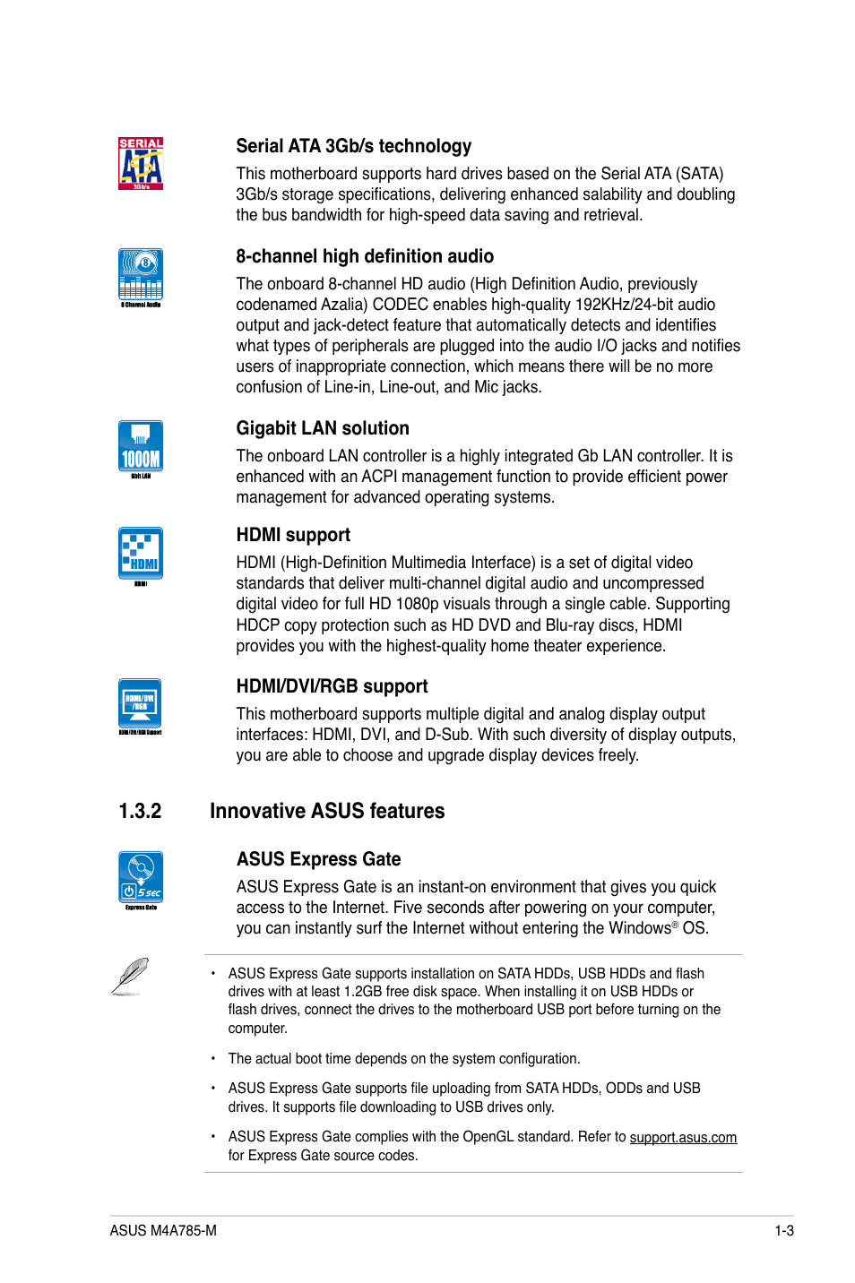 2 innovative asus features, Innovative asus features -3 | Asus M4A785-M User Manual | Page 15 / 64