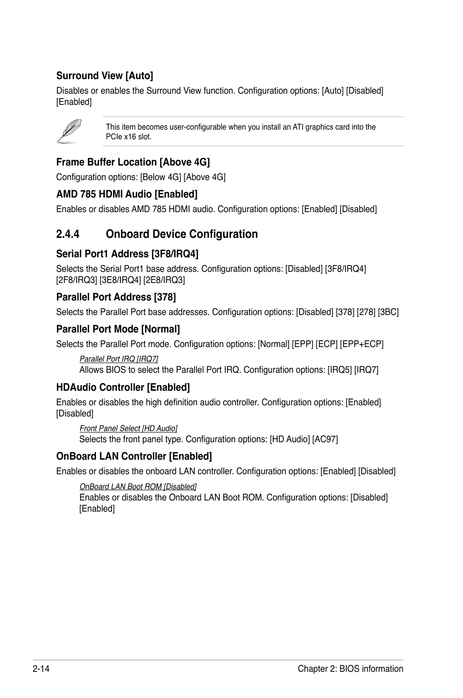 4 onboard device configuration, 4 onboard device configuration -14 | Asus M4A785-M User Manual | Page 56 / 64