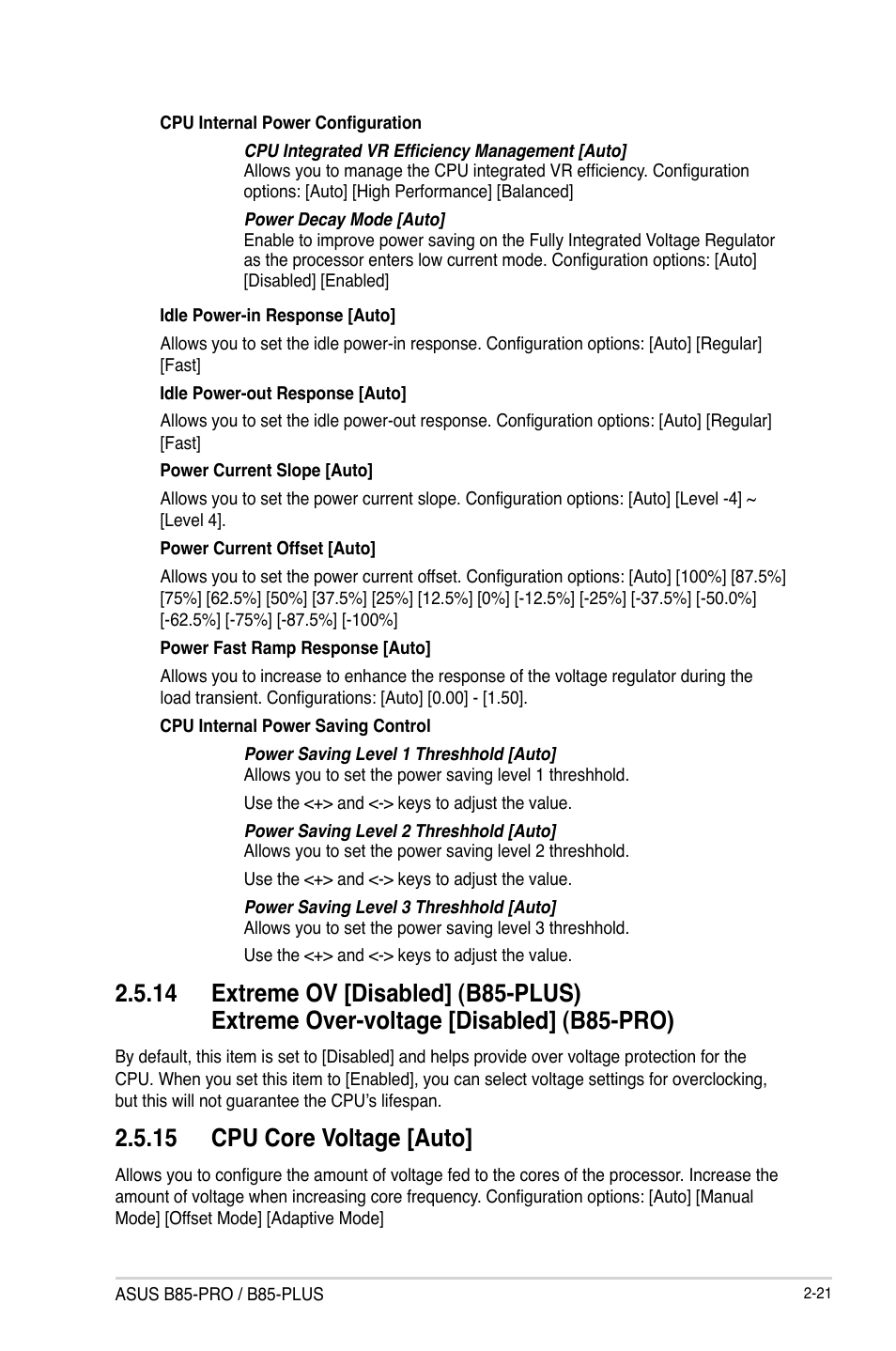 15 cpu core voltage [auto | Asus B85-PRO User Manual | Page 51 / 80