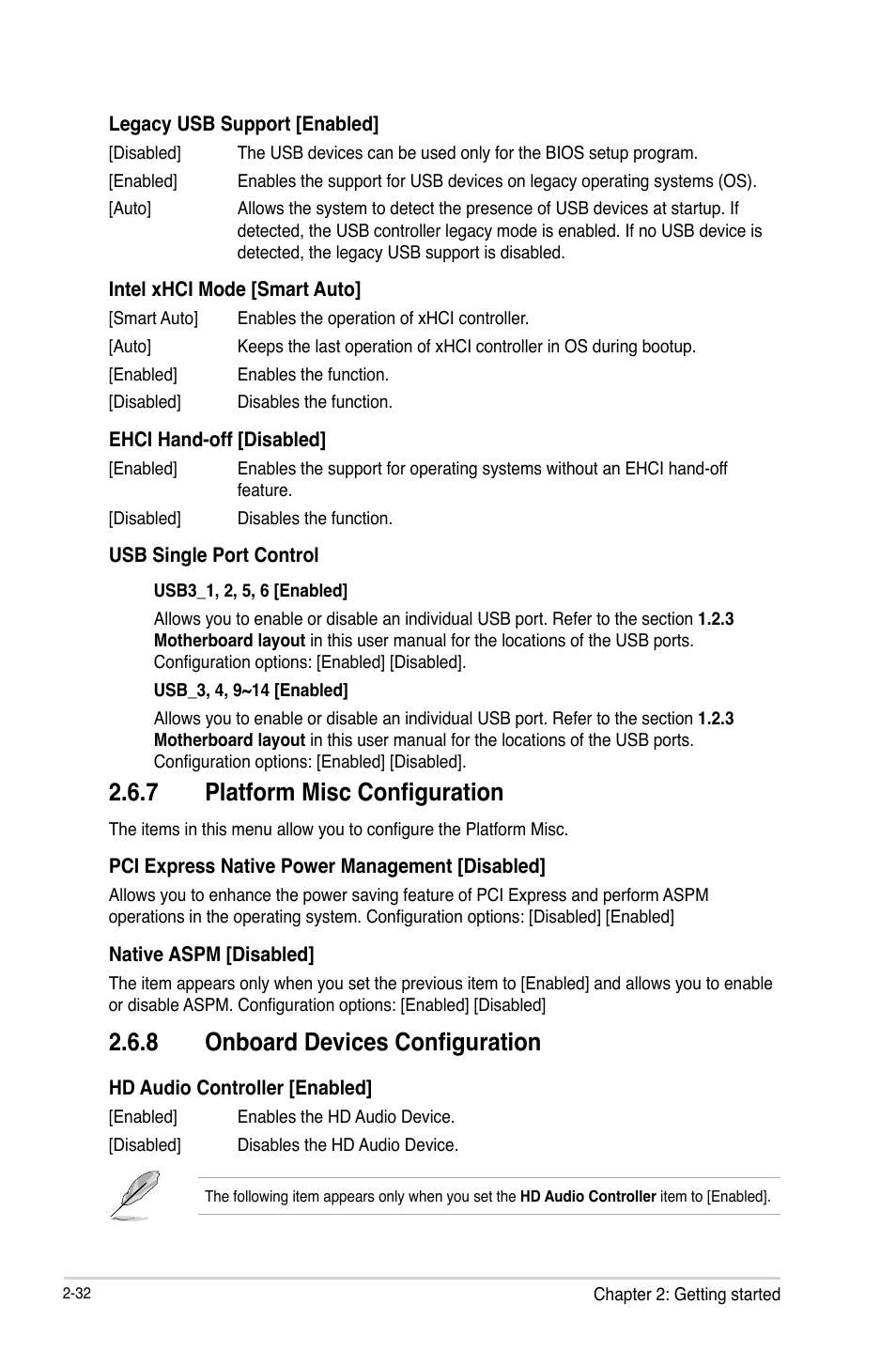 7 platform misc configuration, 8 onboard devices configuration | Asus B85-PRO User Manual | Page 62 / 80