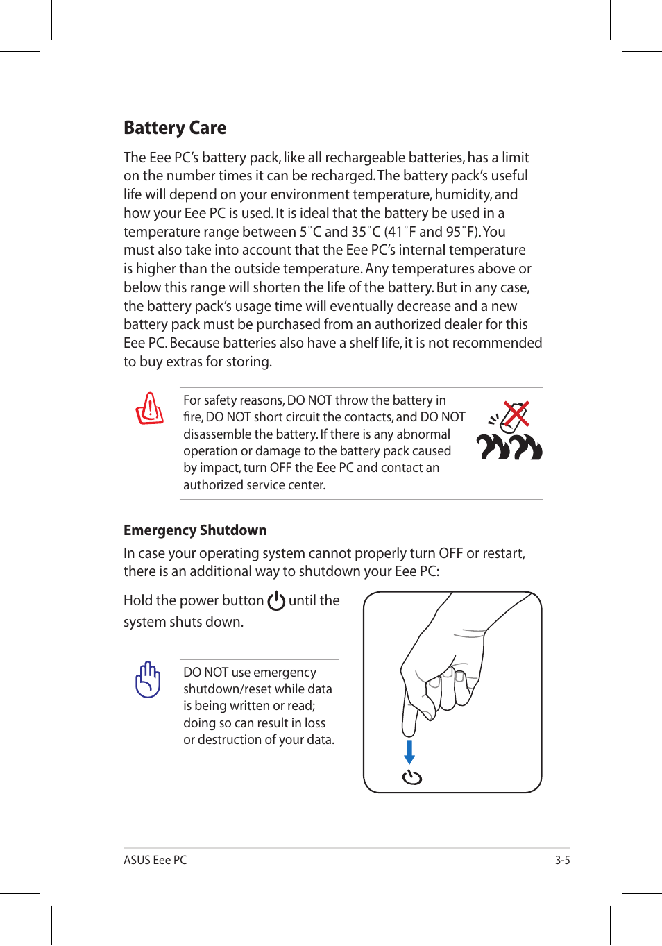 Battery care | Asus Eee PC 8G/Linux User Manual | Page 27 / 80