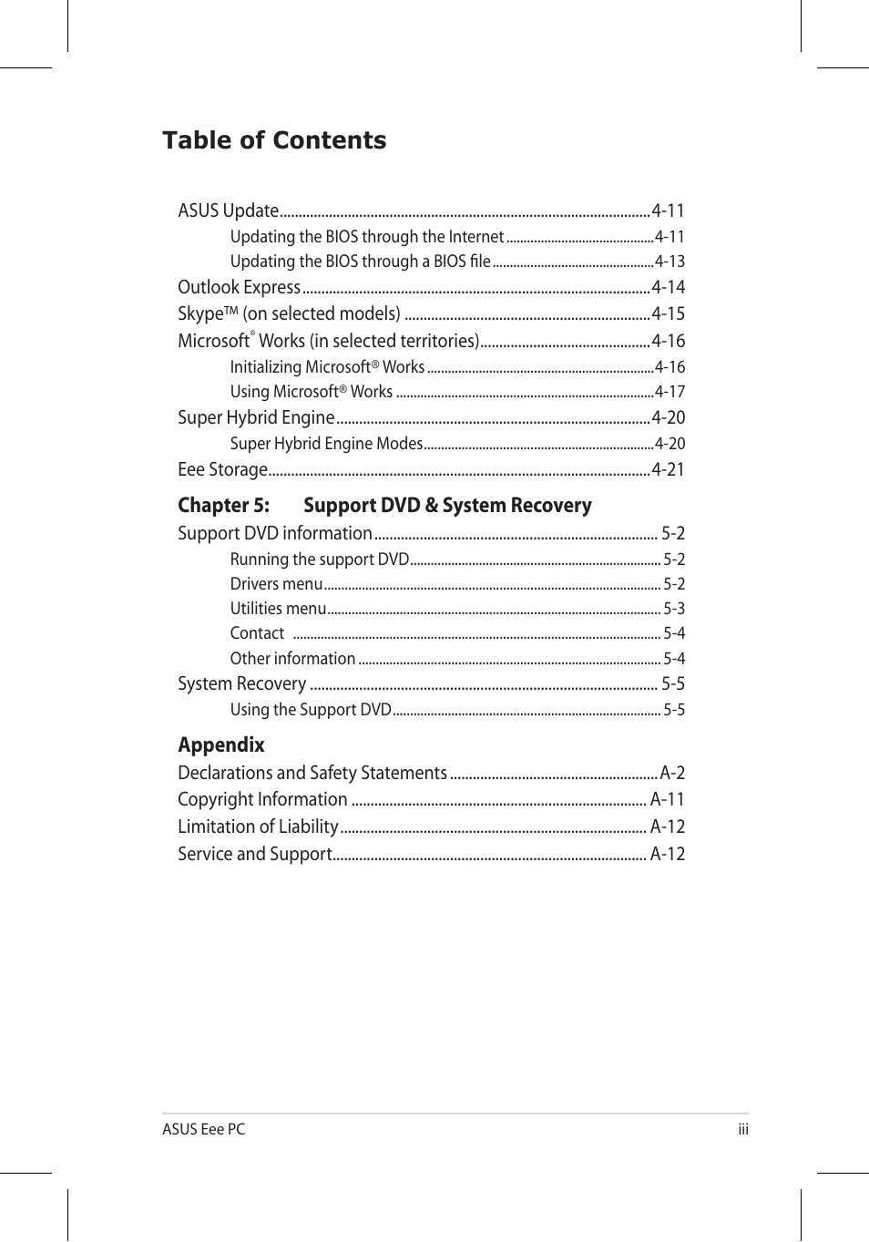 Asus Eee PC 8G/Linux User Manual | Page 3 / 80