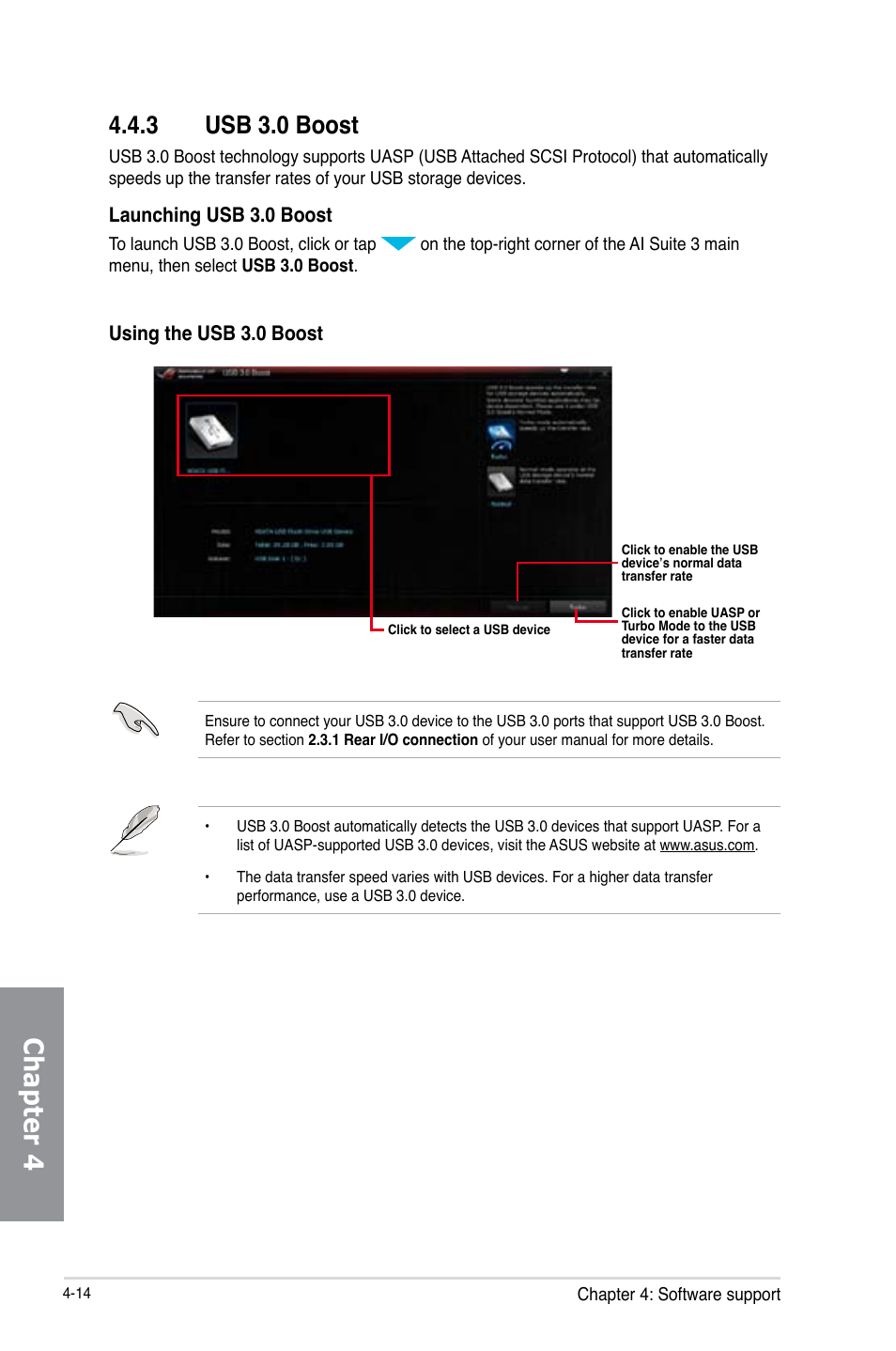 3 usb 3.0 boost, Usb 3.0 boost -14, Chapter 4 | Asus MAXIMUS VI HERO User Manual | Page 150 / 182