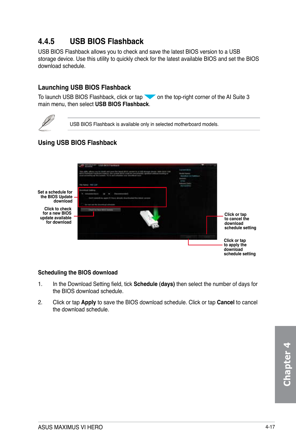 5 usb bios flashback, Usb bios flashback -17, Chapter 4 | Launching usb bios flashback, Using usb bios flashback | Asus MAXIMUS VI HERO User Manual | Page 153 / 182