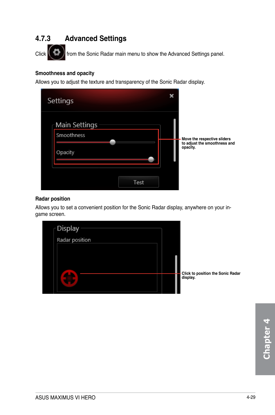 3 advanced settings, Advanced settings -29, Chapter 4 | Asus MAXIMUS VI HERO User Manual | Page 165 / 182