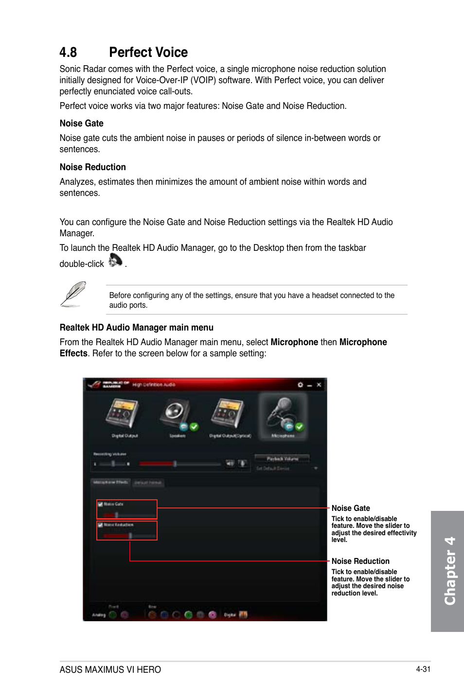 8 perfect voice, Perfect voice -31, Chapter 4 4.8 perfect voice | Asus MAXIMUS VI HERO User Manual | Page 167 / 182