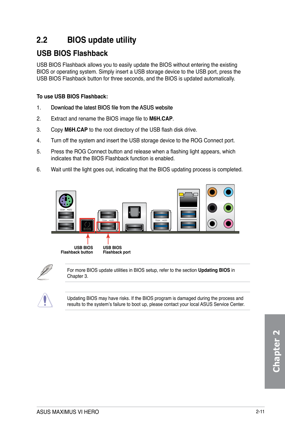 2 bios update utility, Bios update utility -11, Chapter 2 2.2 bios update utility | Usb bios flashback | Asus MAXIMUS VI HERO User Manual | Page 71 / 182
