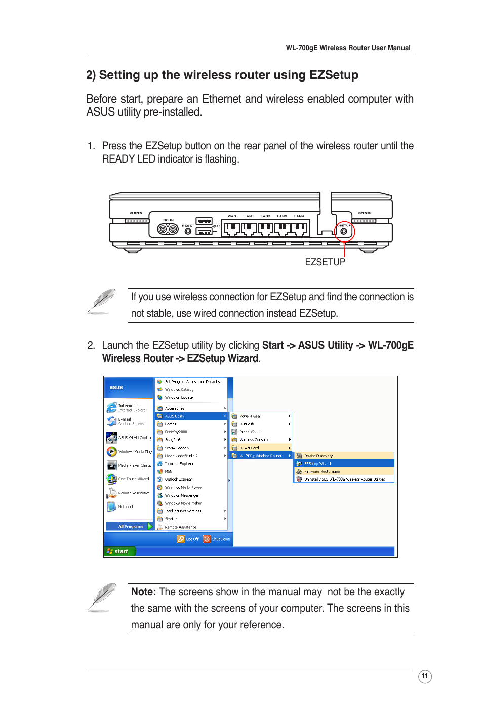 Asus WL-700gE User Manual | Page 11 / 61