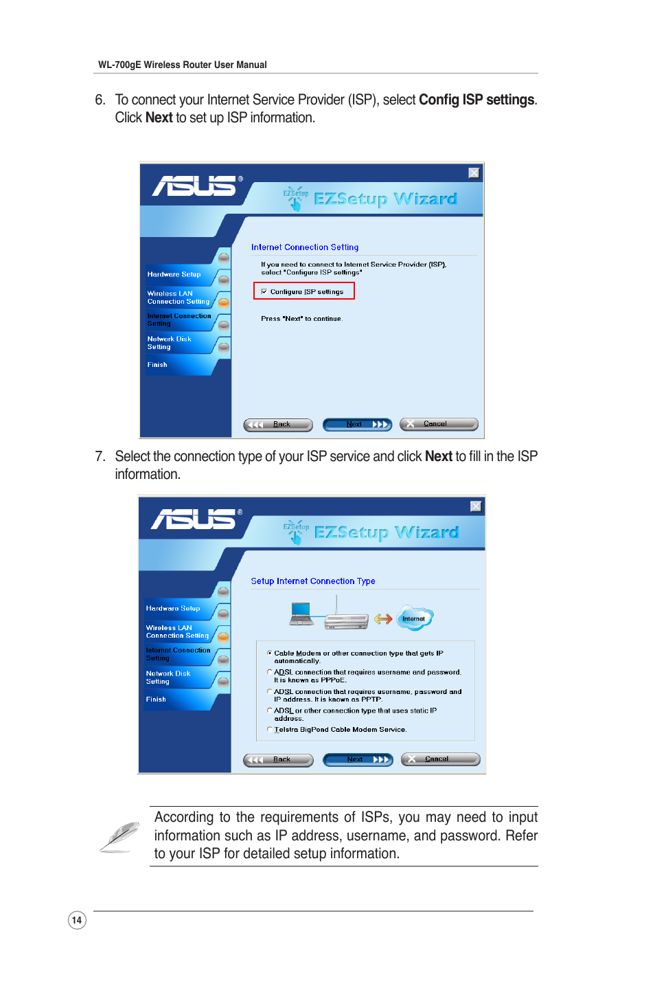 Asus WL-700gE User Manual | Page 14 / 61