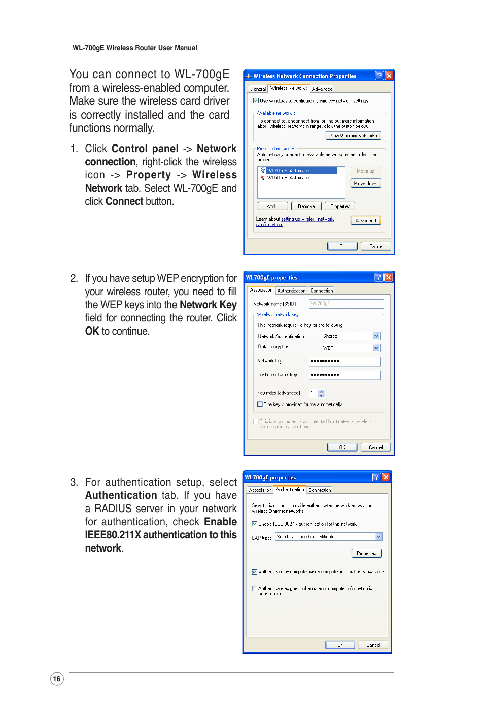 Asus WL-700gE User Manual | Page 16 / 61