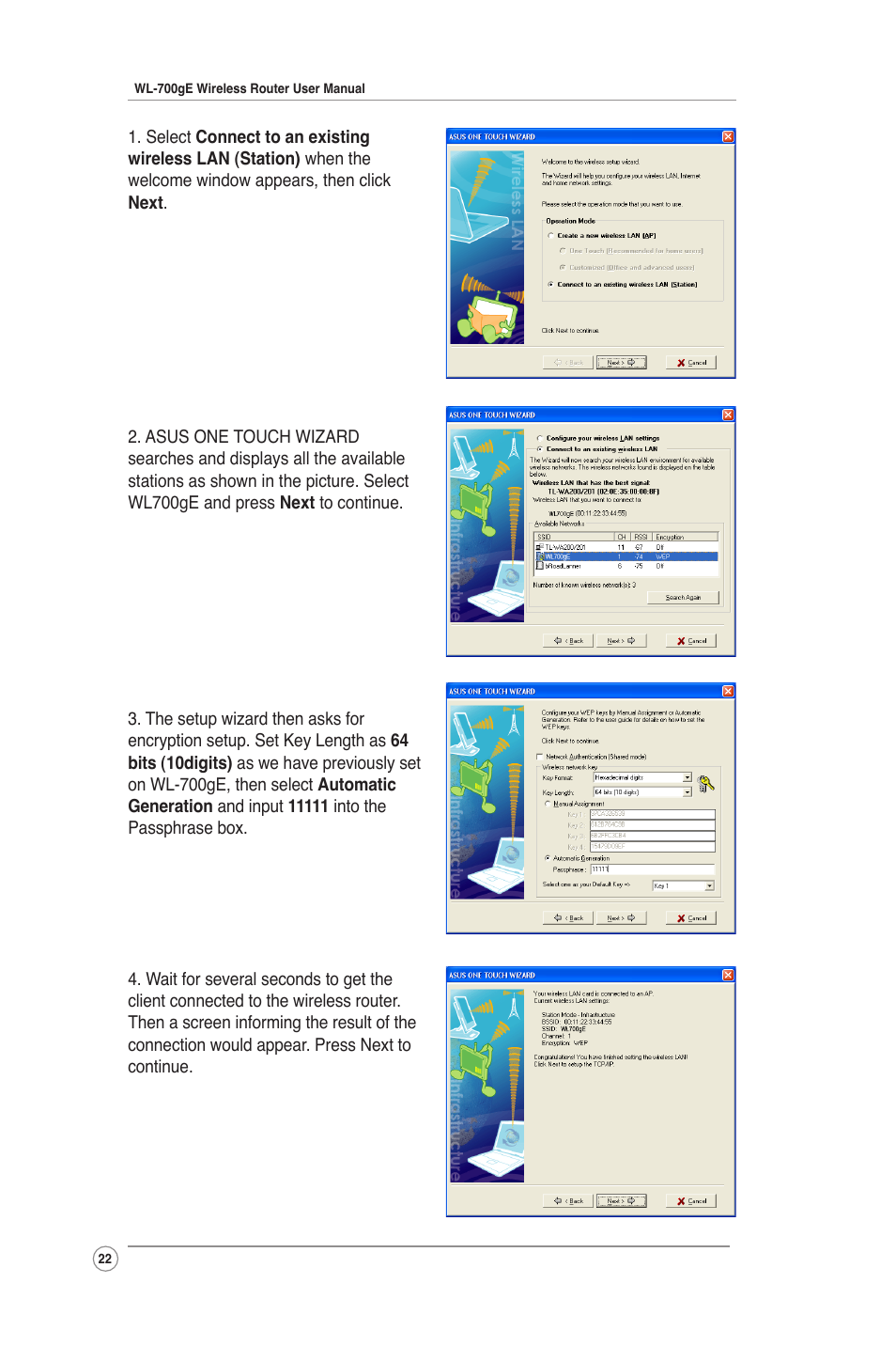 Asus WL-700gE User Manual | Page 22 / 61