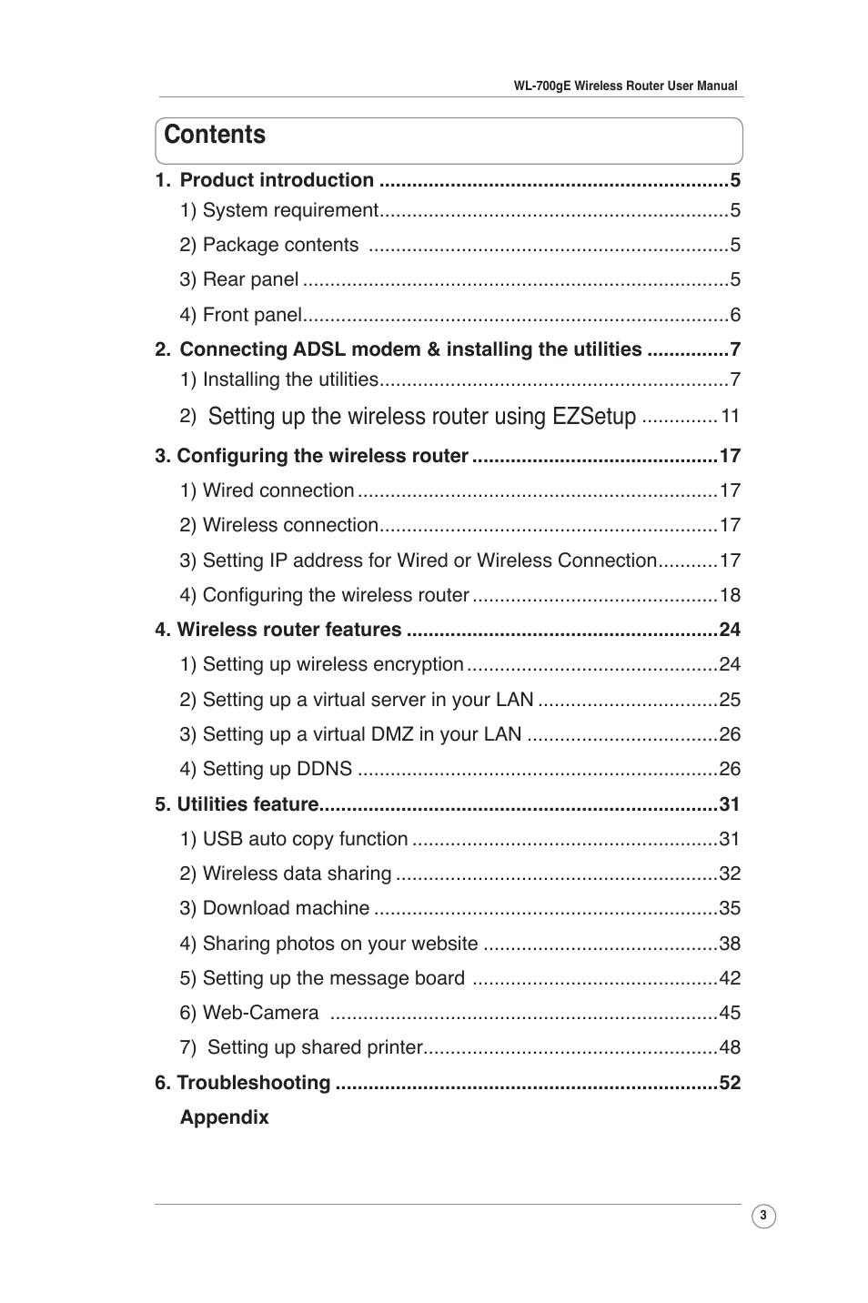 Asus WL-700gE User Manual | Page 3 / 61